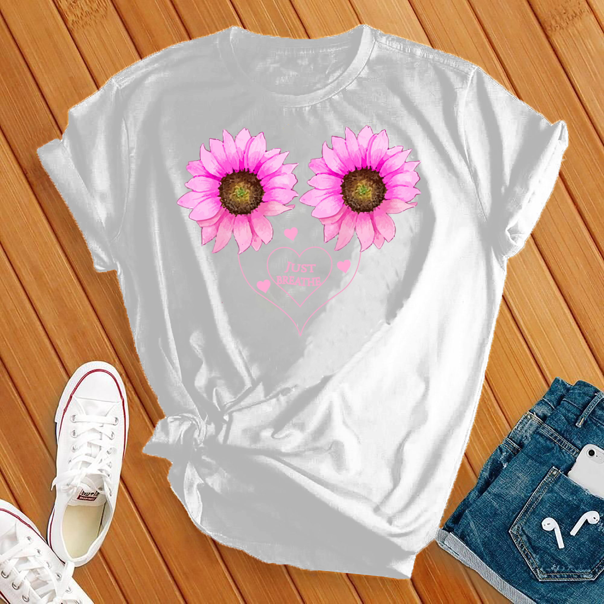 Just Breathe Sunflower Heart Tee