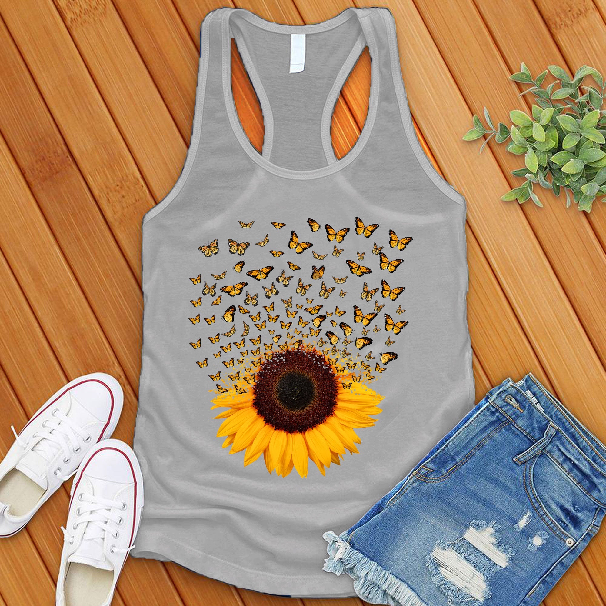 Adorable Butterfly Sunflower Women's Tank Top - Love Tees