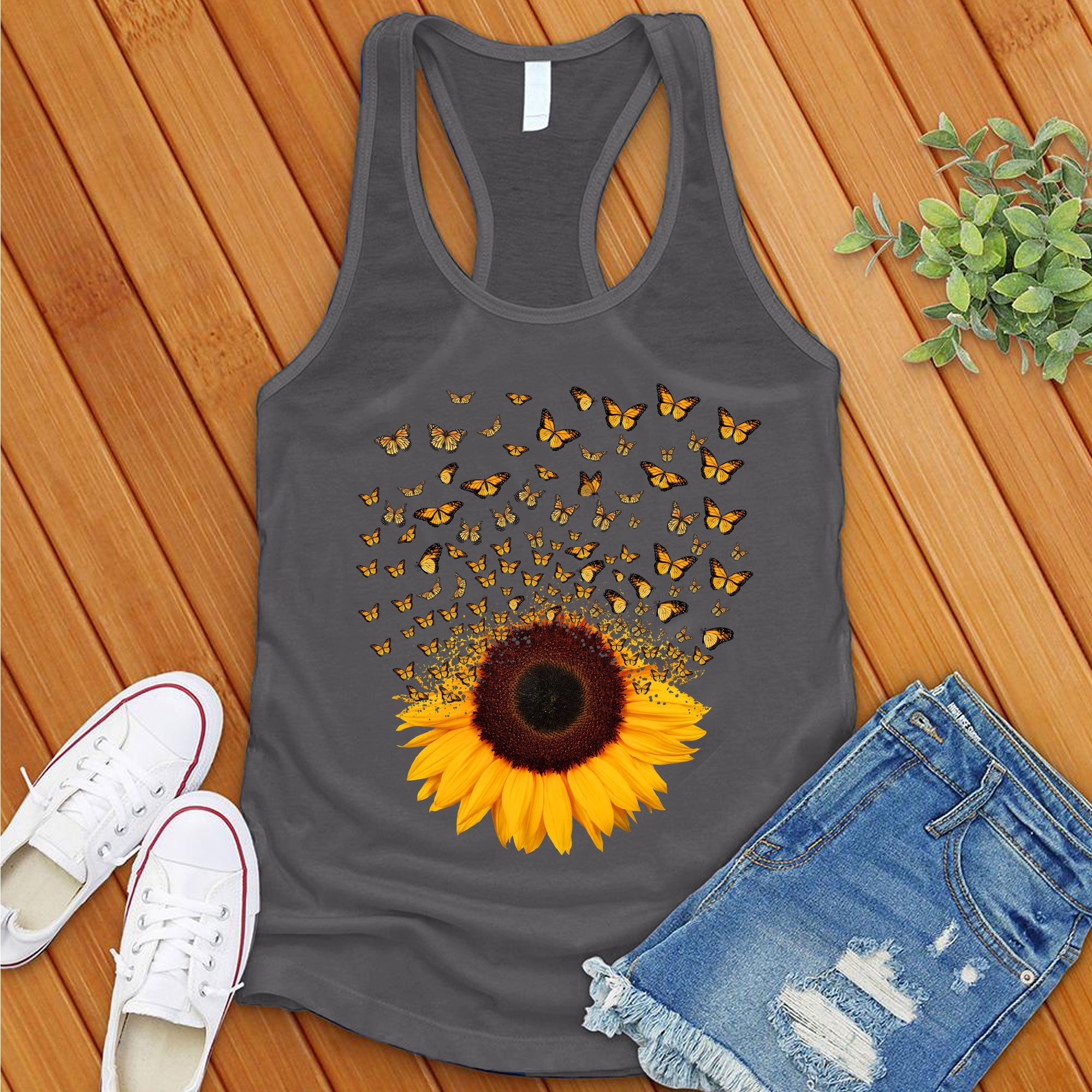 Adorable Butterfly Sunflower Women's Tank Top - Love Tees