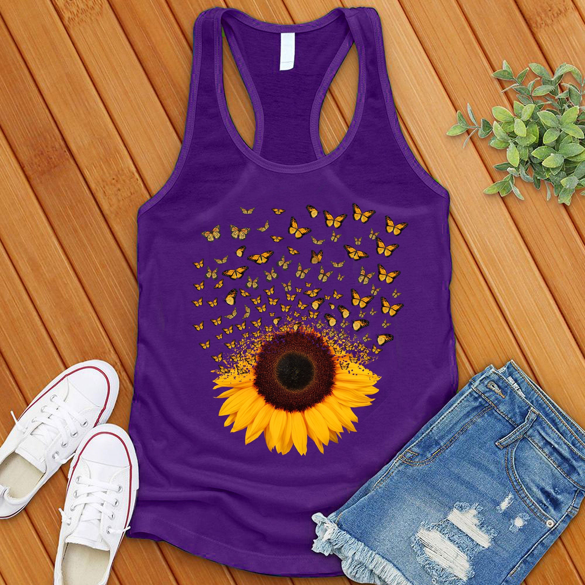 Adorable Butterfly Sunflower Women's Tank Top - Love Tees