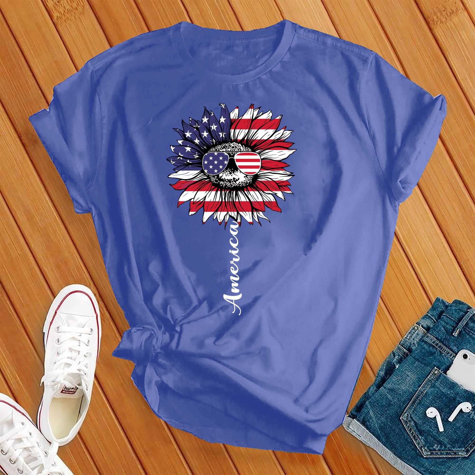 America 4th Of July Flower Tee - Love Tees