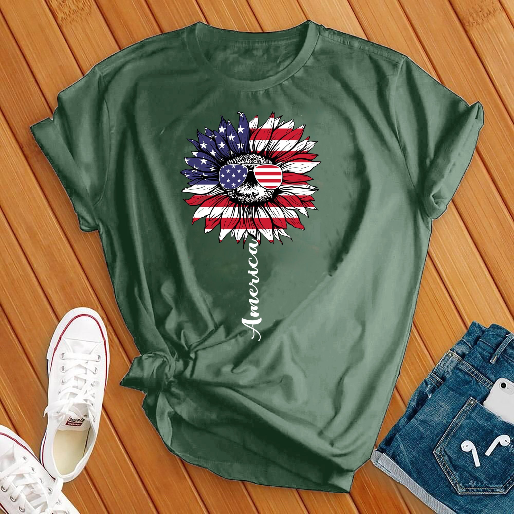 America 4th Of July Flower Tee - Love Tees