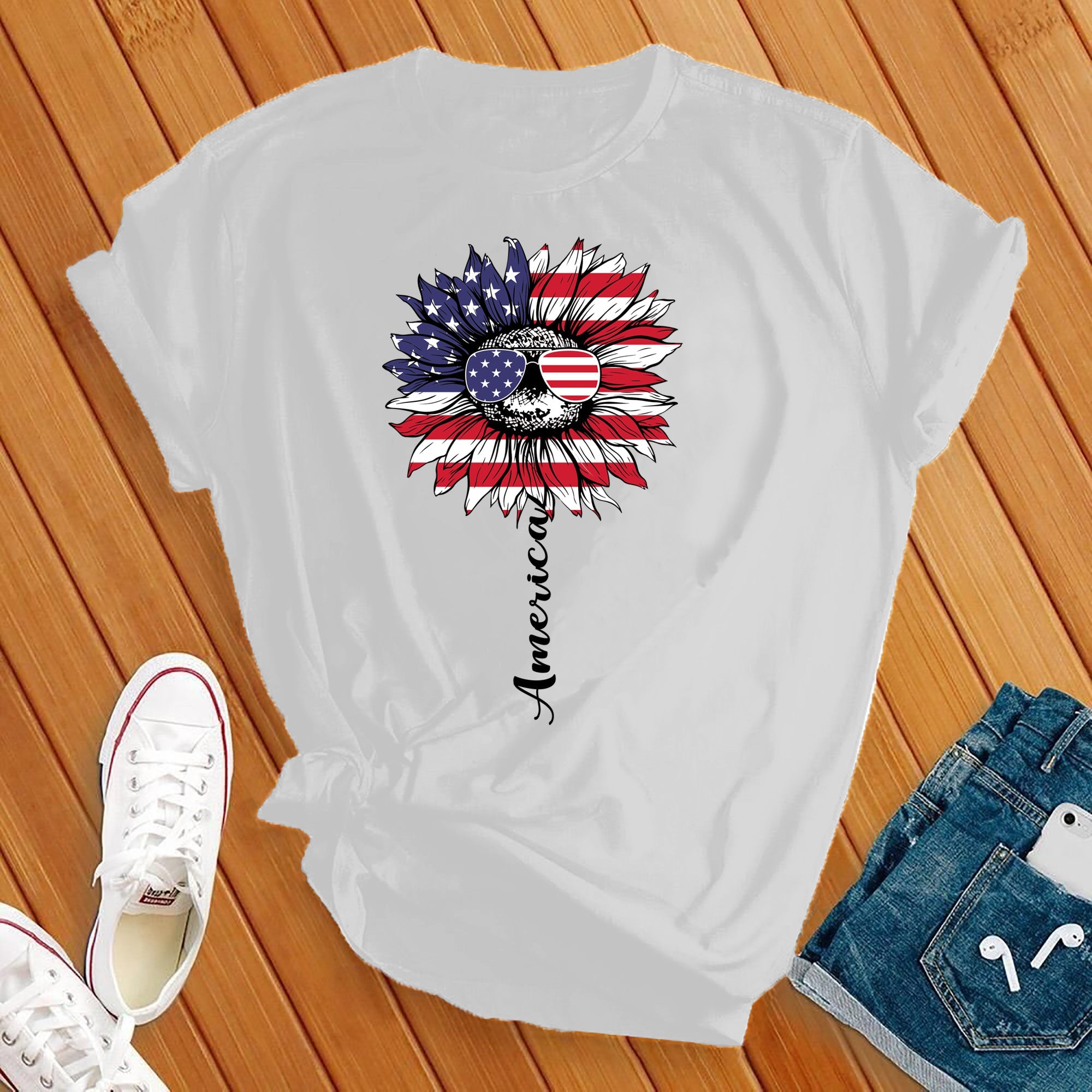 America 4th Of July Flower Tee - Love Tees