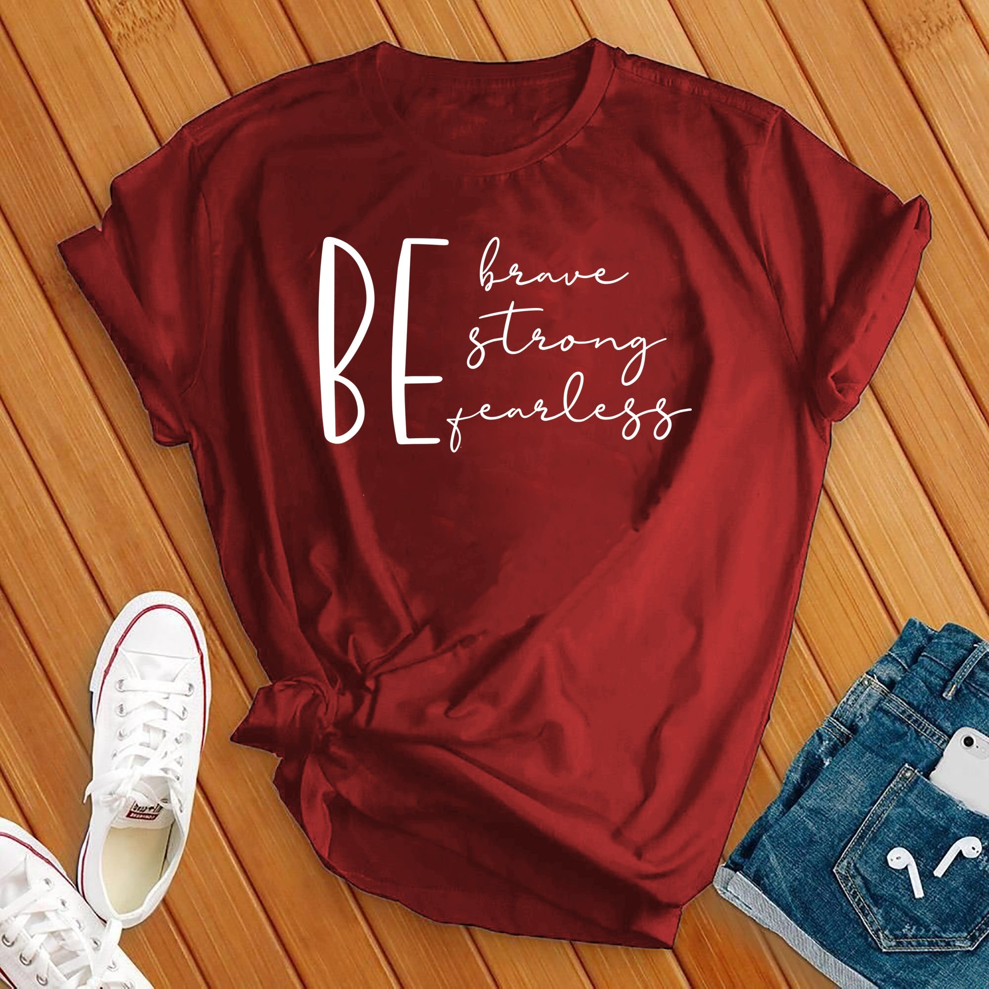 Be Brave Strong Fearless White Tee - Love Tees