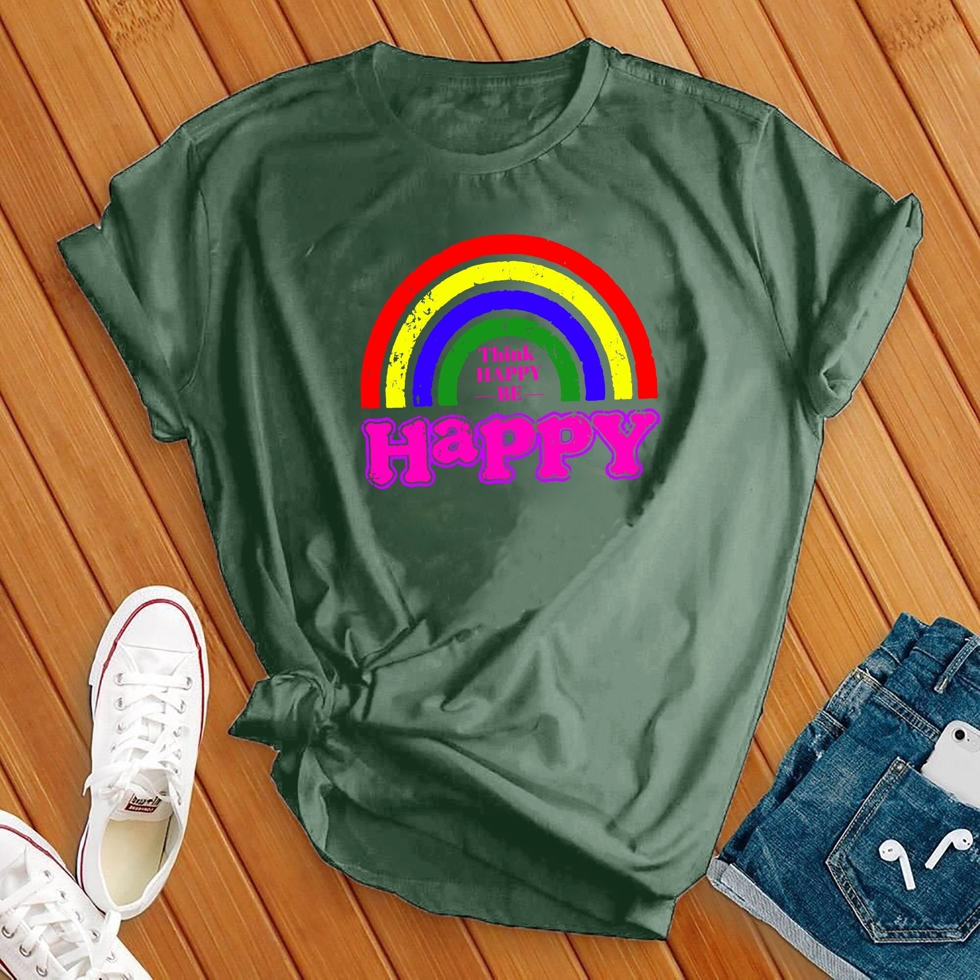 Be Happy Rainbow Tee - Love Tees