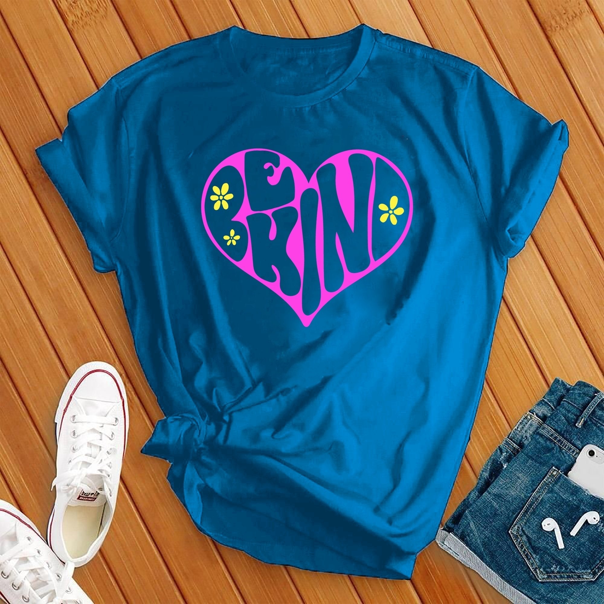 Be Kind Flower Heart Tee - Love Tees