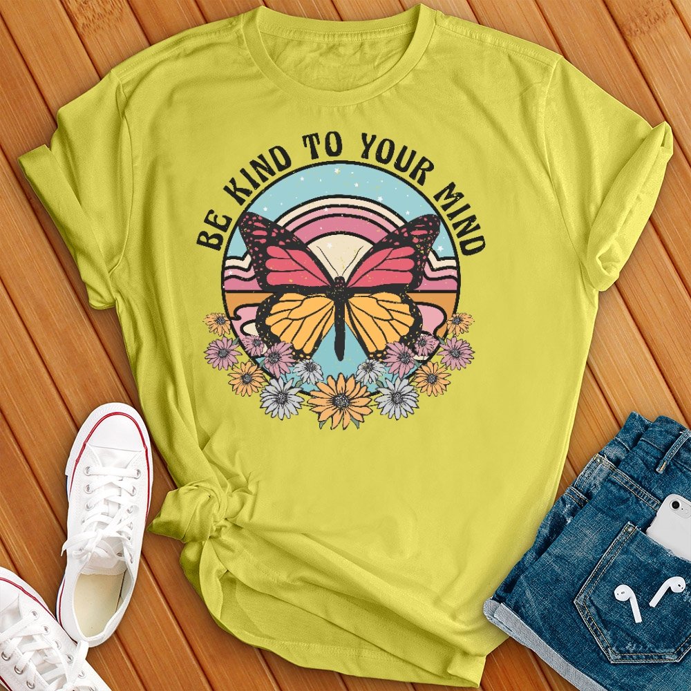 Be Kind to Your Mind Floral Retro T- Shirt - Love Tees