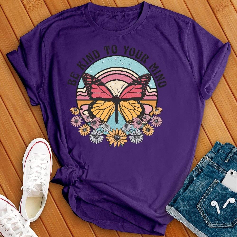 Be Kind to Your Mind Floral Retro T- Shirt - Love Tees