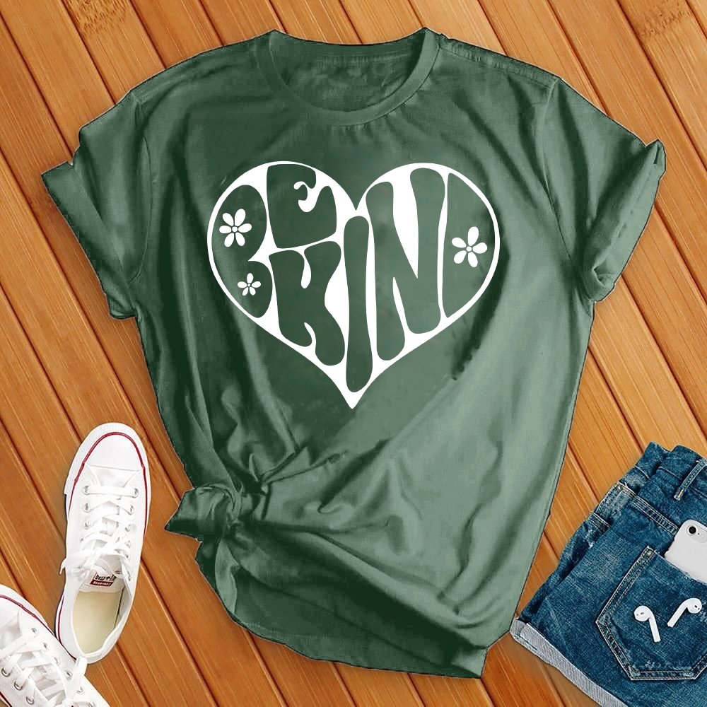 Be Kind White Heart Tee - Love Tees