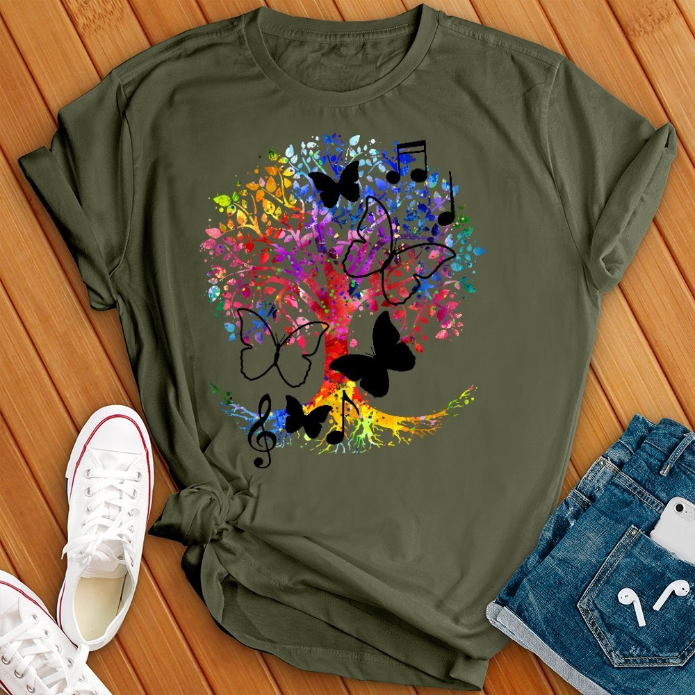 Butterfly Music Tree T- Shirt - Love Tees