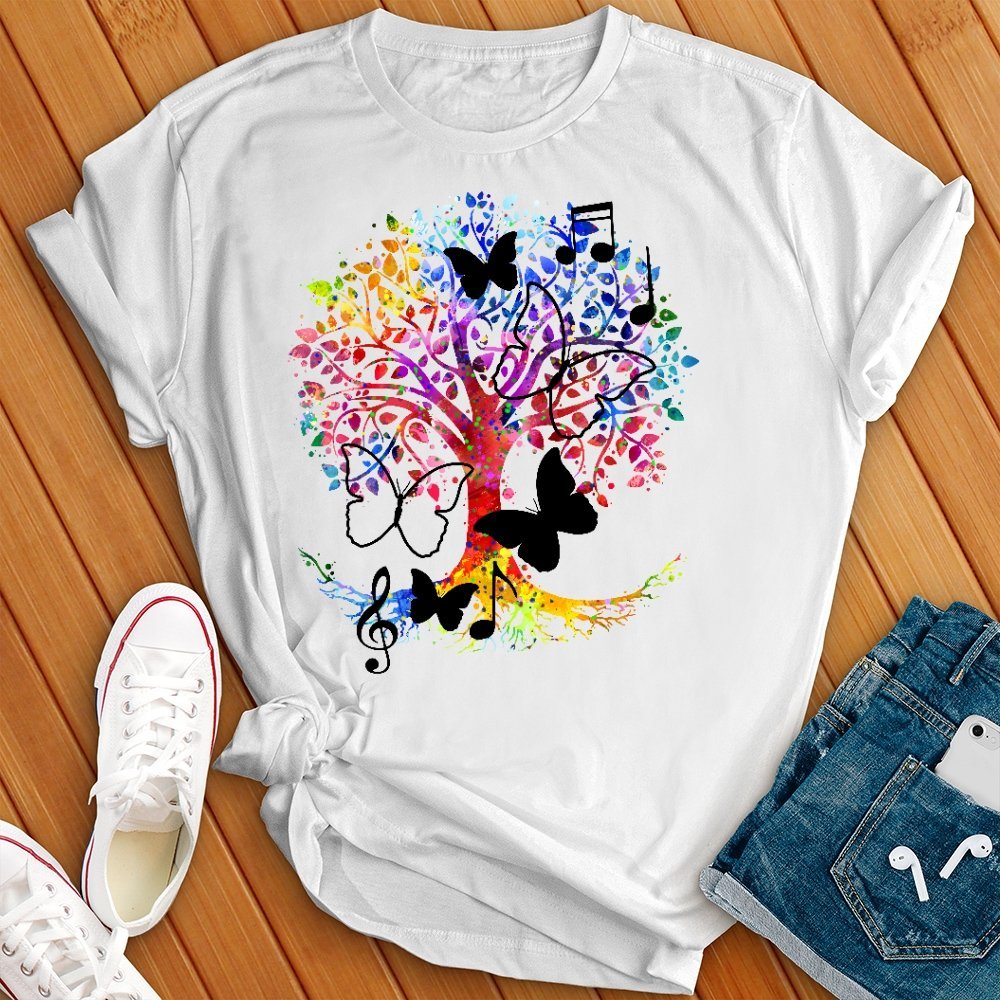 Butterfly Music Tree T- Shirt - Love Tees