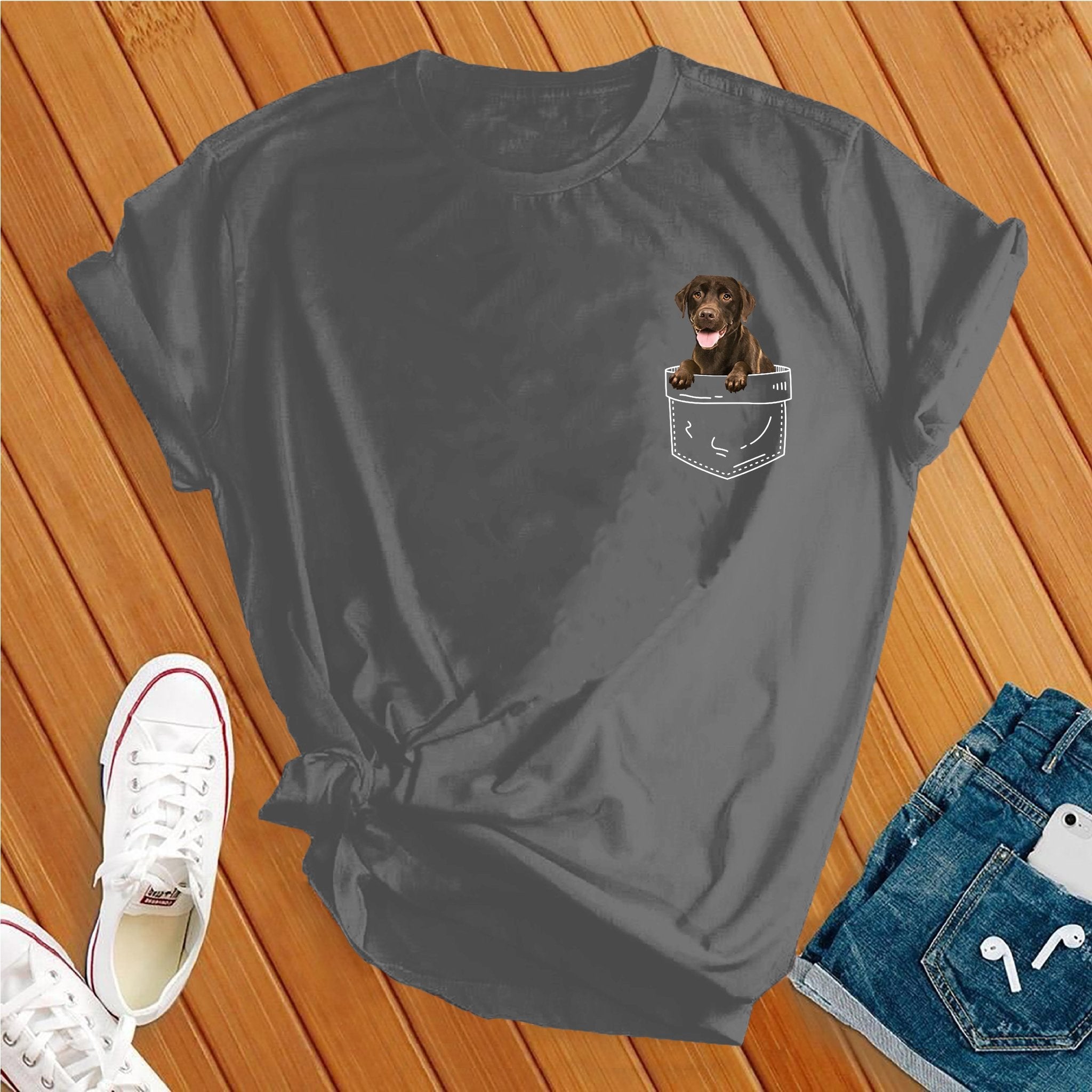 Cute Chocolate Lab Pocket Tee - Love Tees