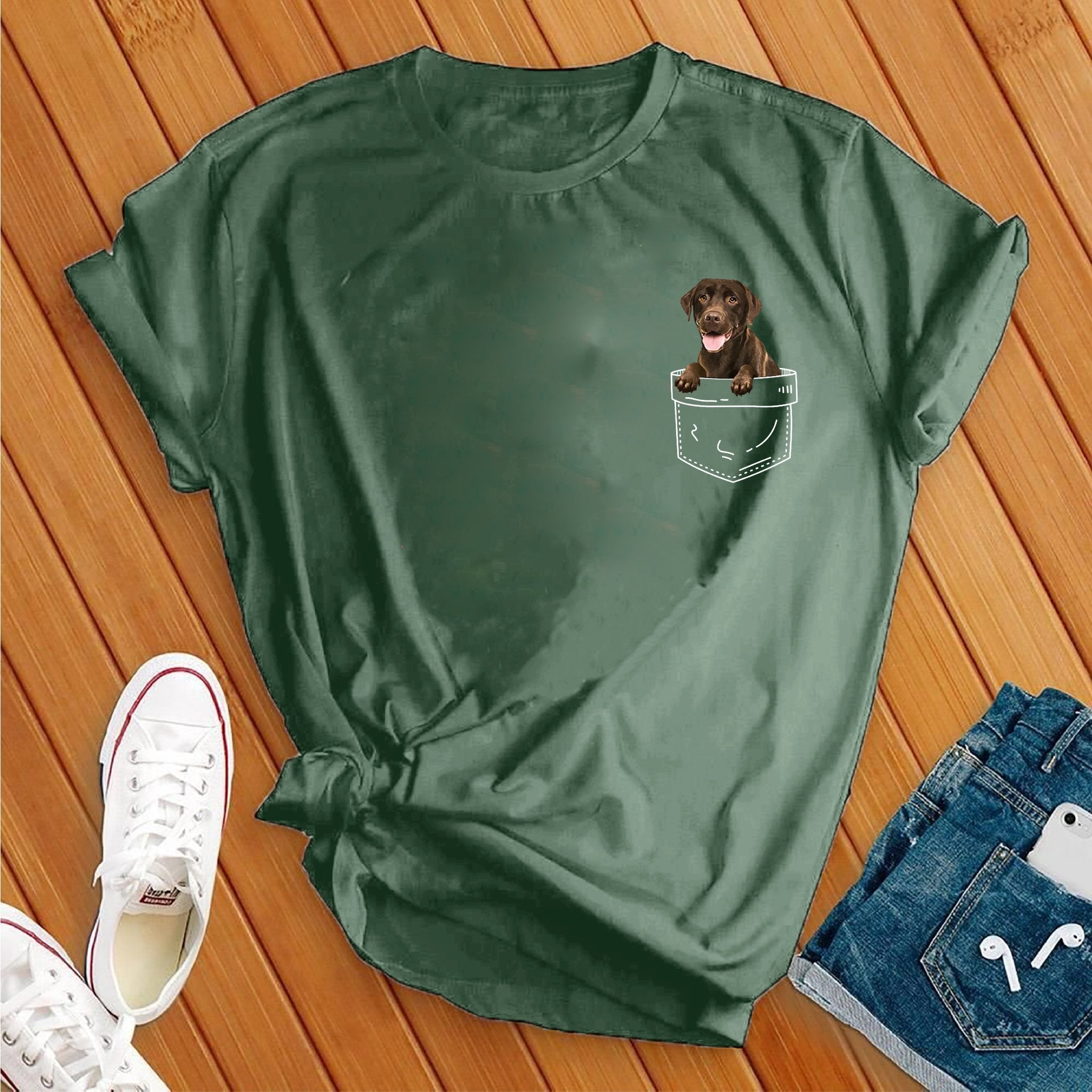 Cute Chocolate Lab Pocket Tee - Love Tees