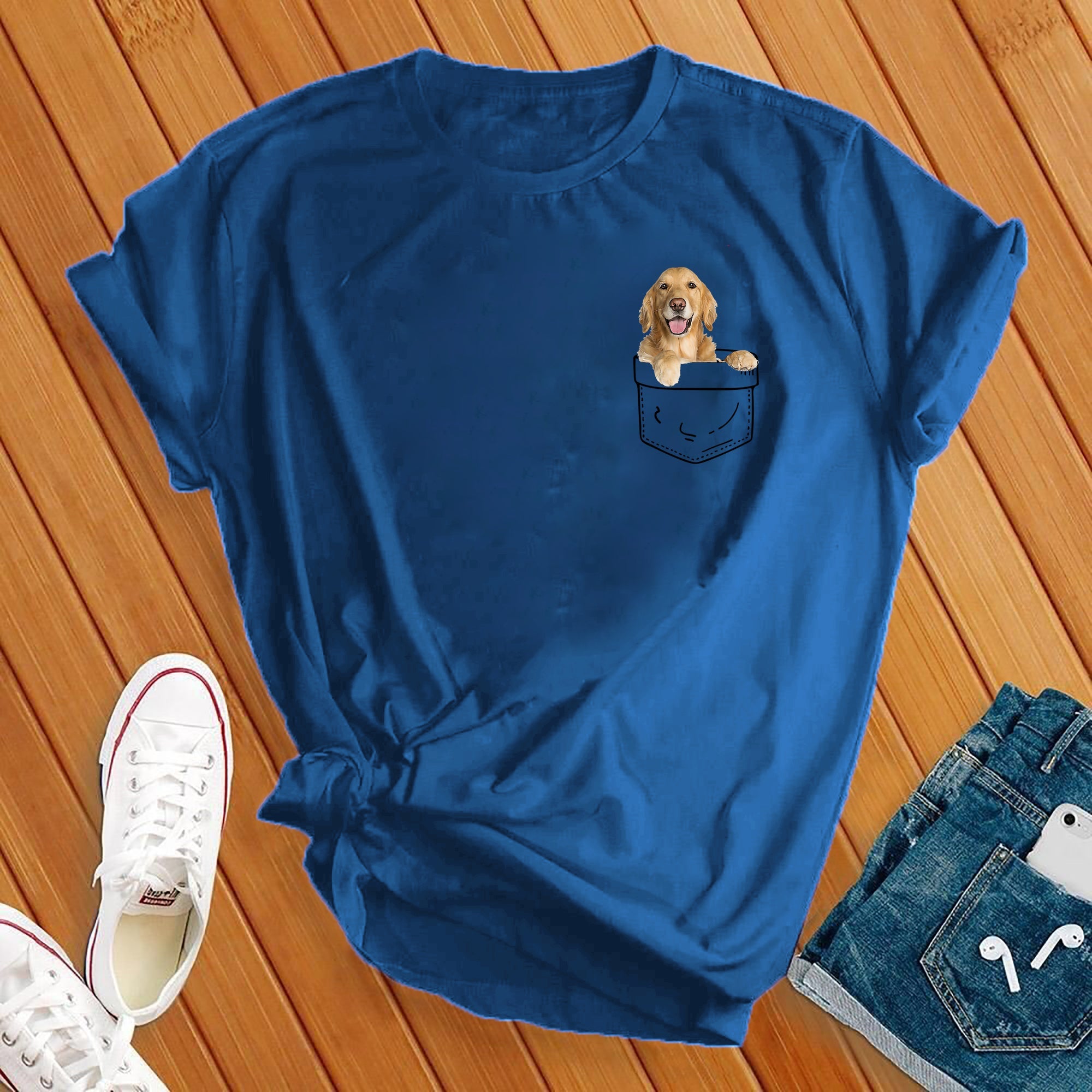 Cute Golden Retriever Puppy Pocket Tee - Love Tees