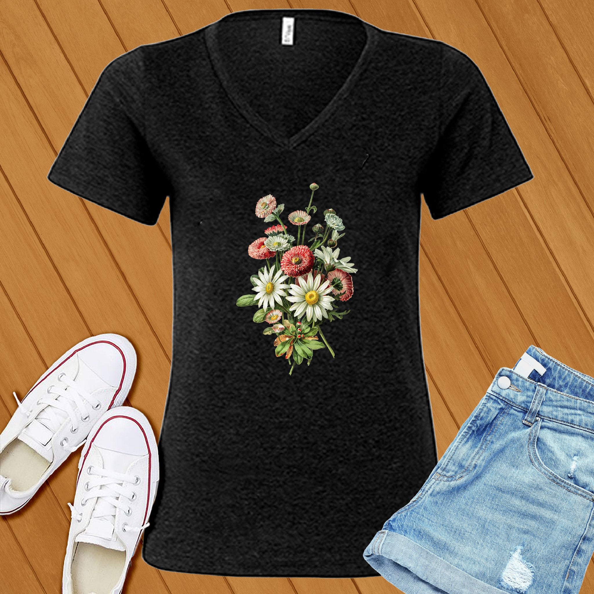 Daisy Wildflowers Botanical V-Neck - Love Tees