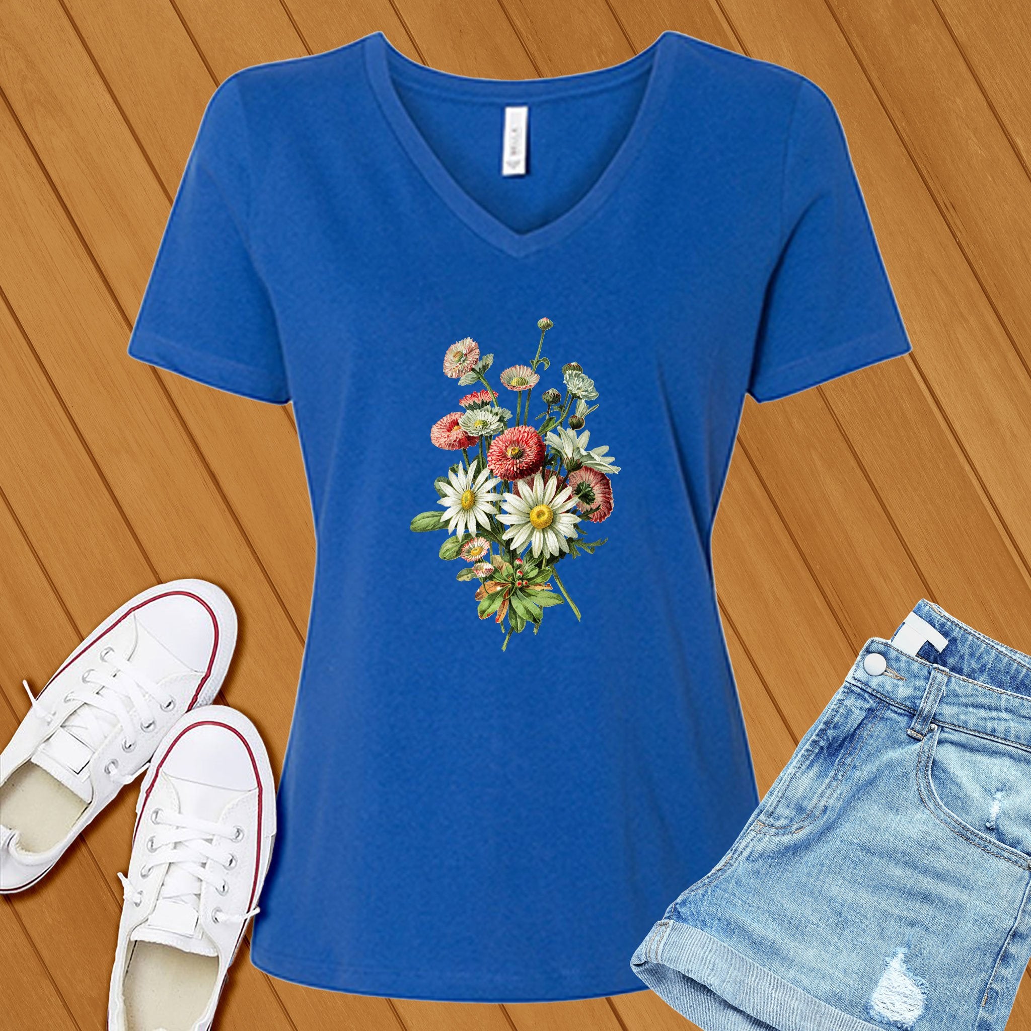 Daisy Wildflowers Botanical V-Neck - Love Tees