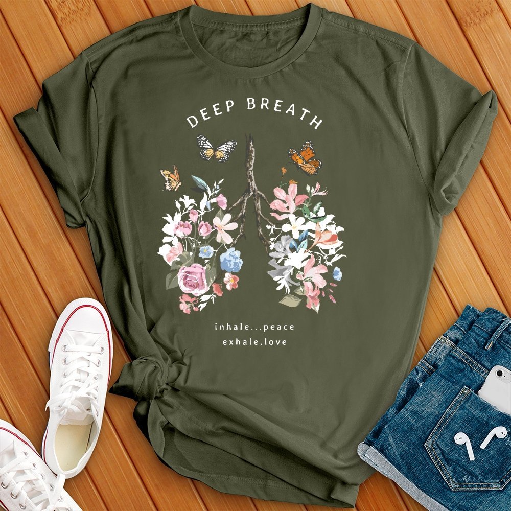 Deep Breathe Floral Lungs T- Shirt - Love Tees