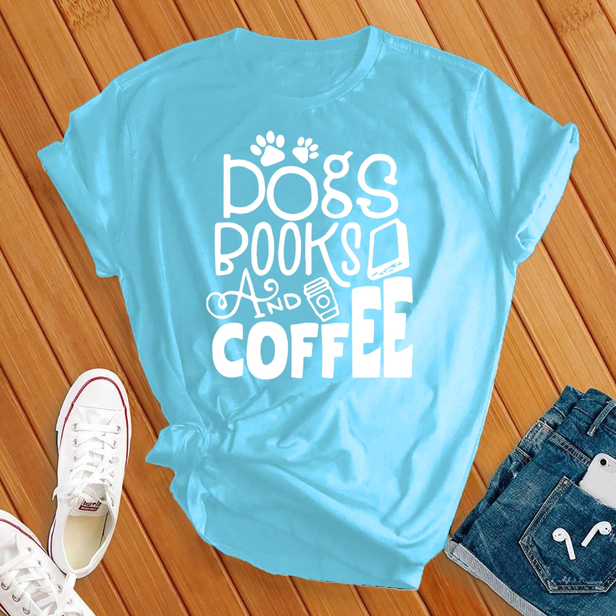 Dogs Books & Coffee Tee - Love Tees