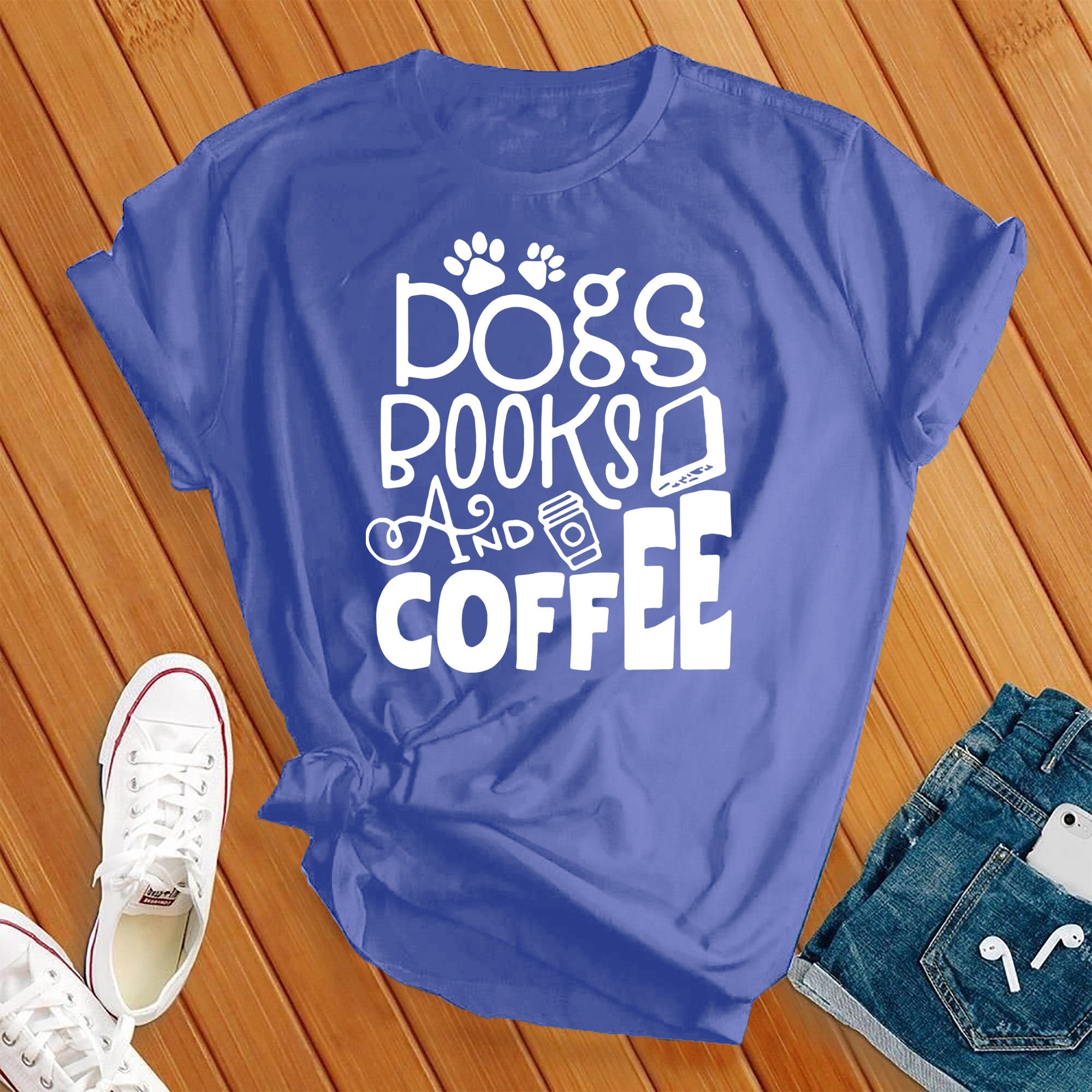 Dogs Books & Coffee Tee - Love Tees