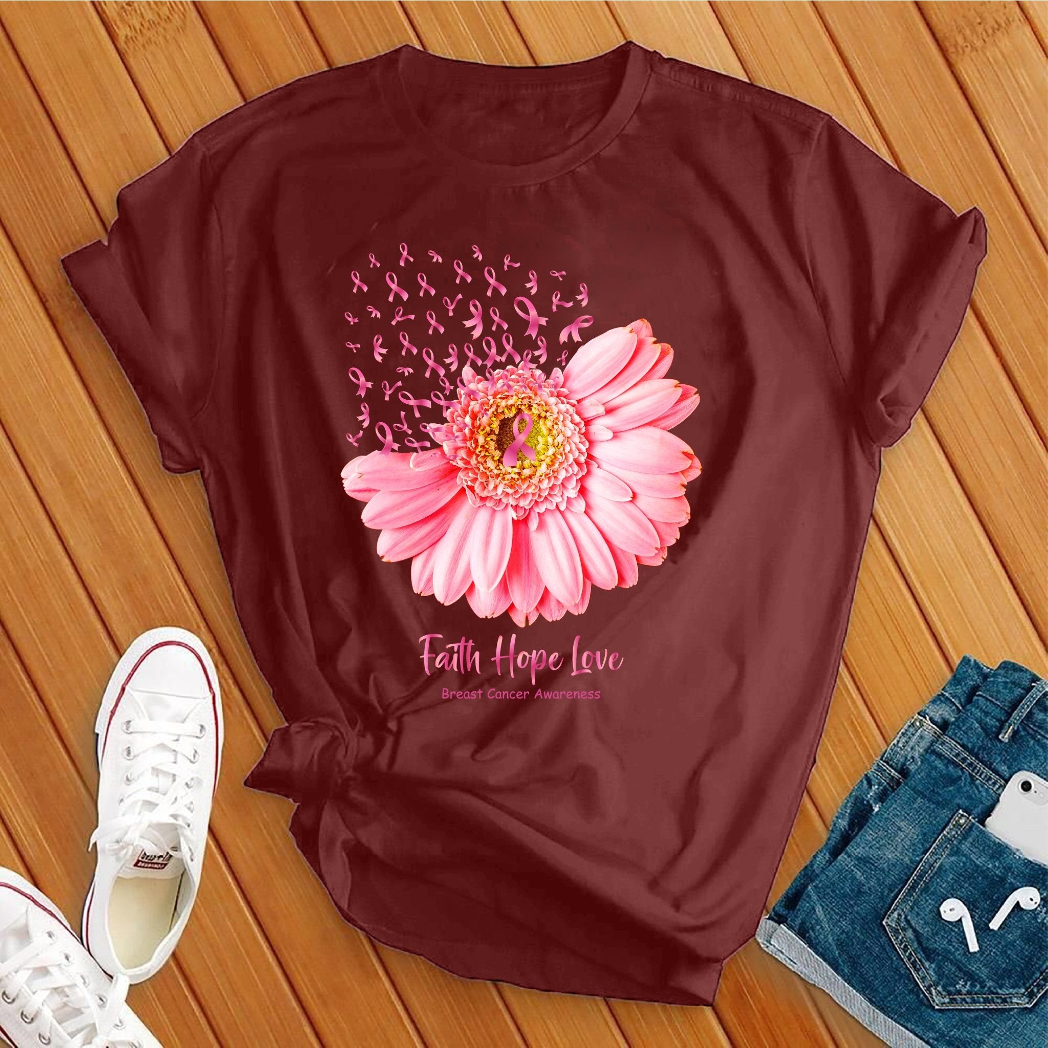 Faith Hope Love Breast Cancer Awareness Tee - Love Tees