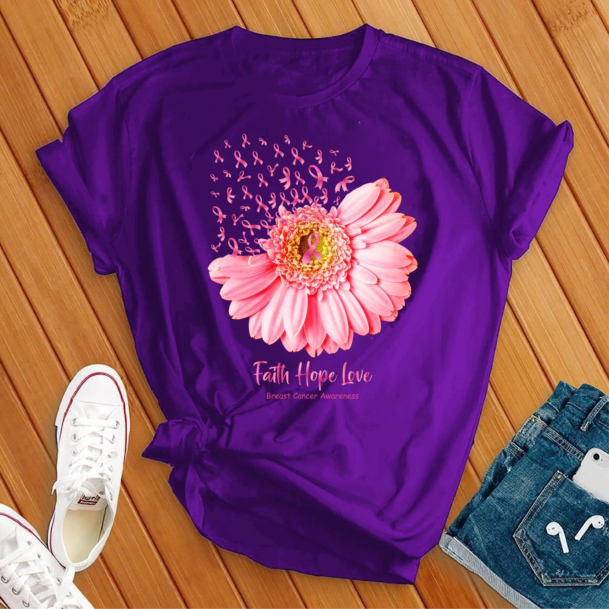 Faith Hope Love Breast Cancer Awareness Tee - Love Tees