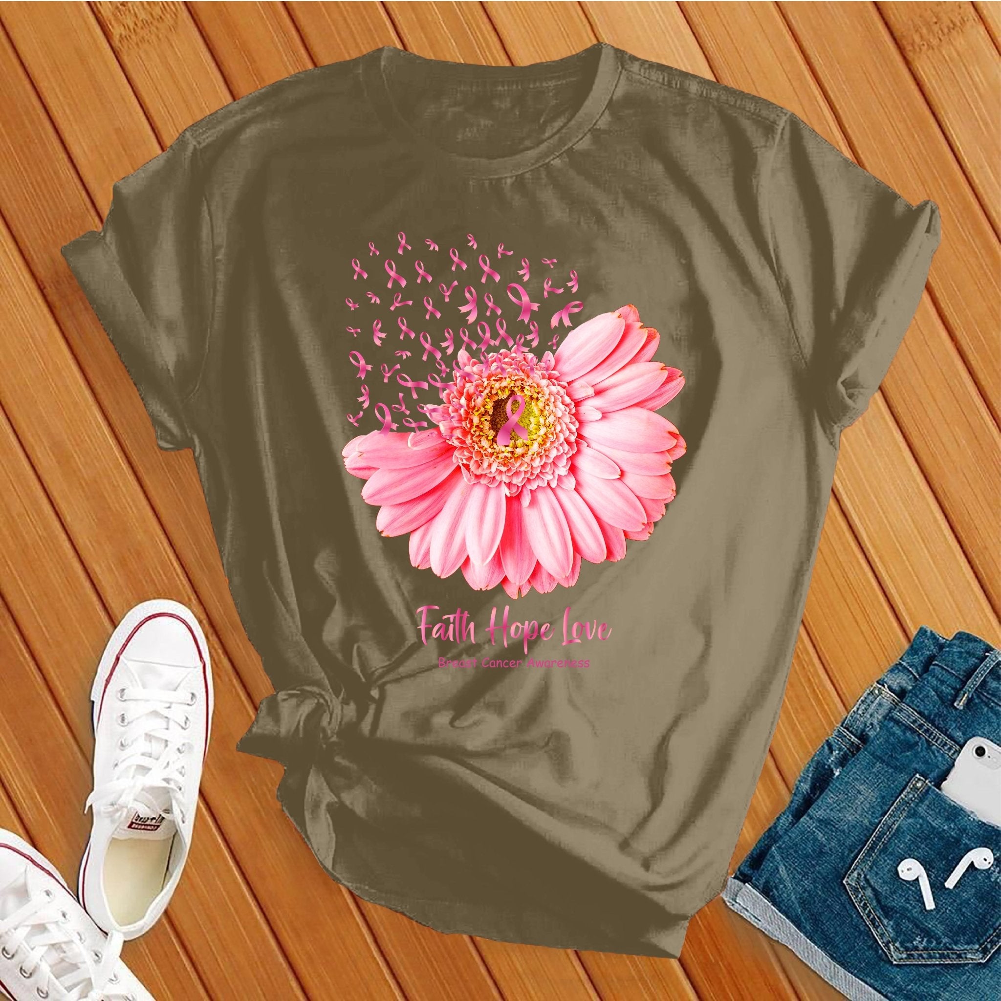 Faith Hope Love Breast Cancer Awareness Tee - Love Tees