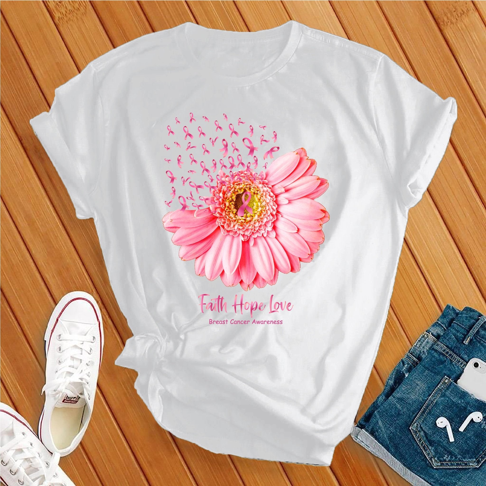 Faith Hope Love Breast Cancer Awareness Tee - Love Tees