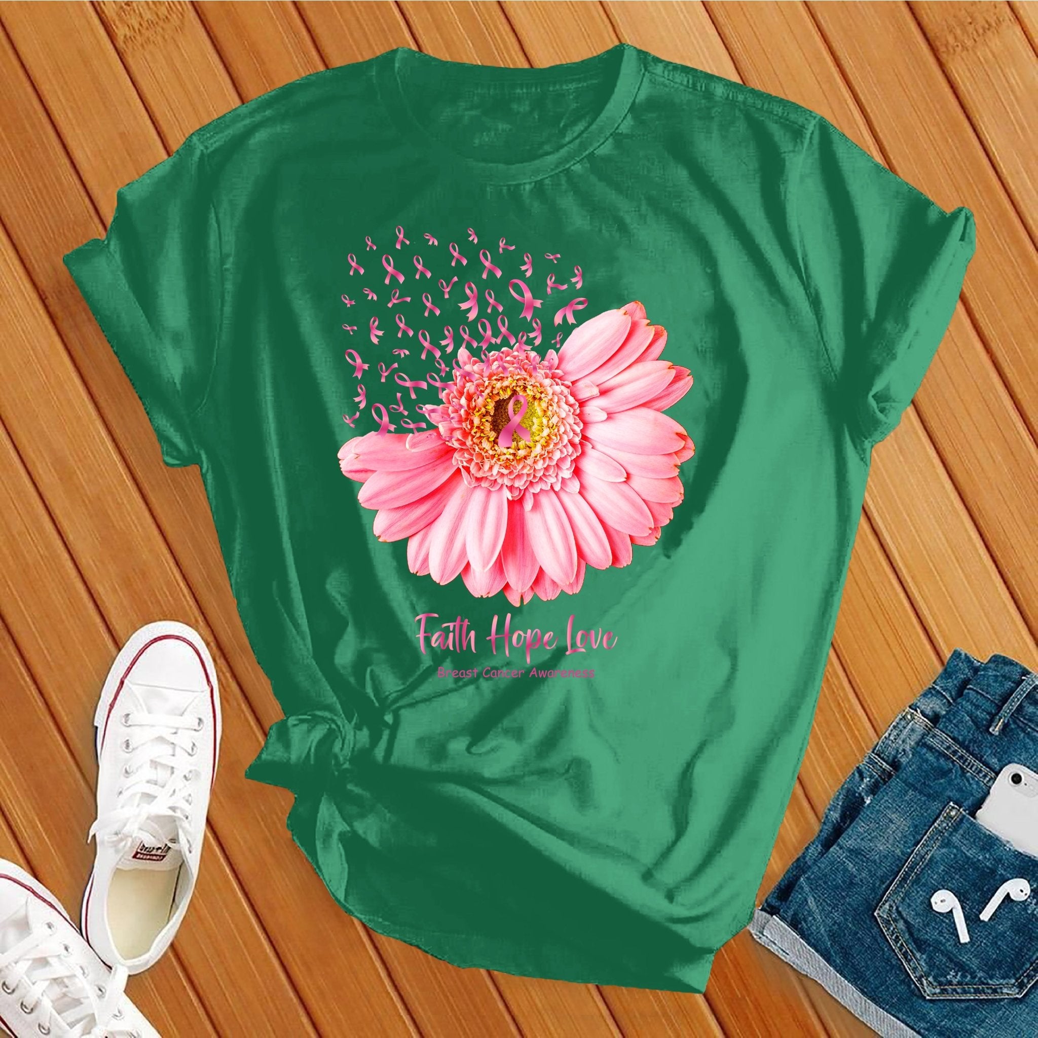 Faith Hope Love Breast Cancer Awareness Tee - Love Tees