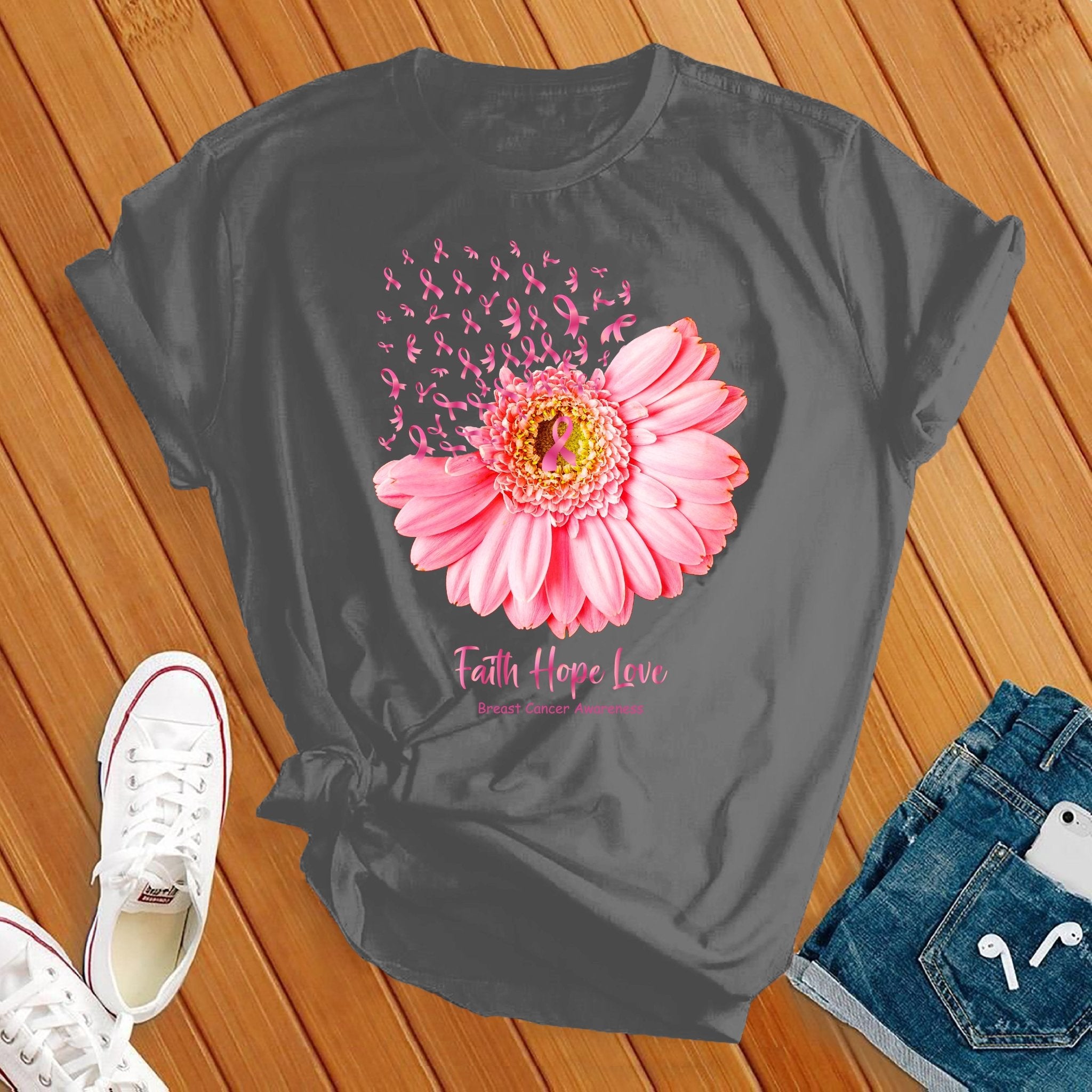 Faith Hope Love Breast Cancer Awareness Tee - Love Tees