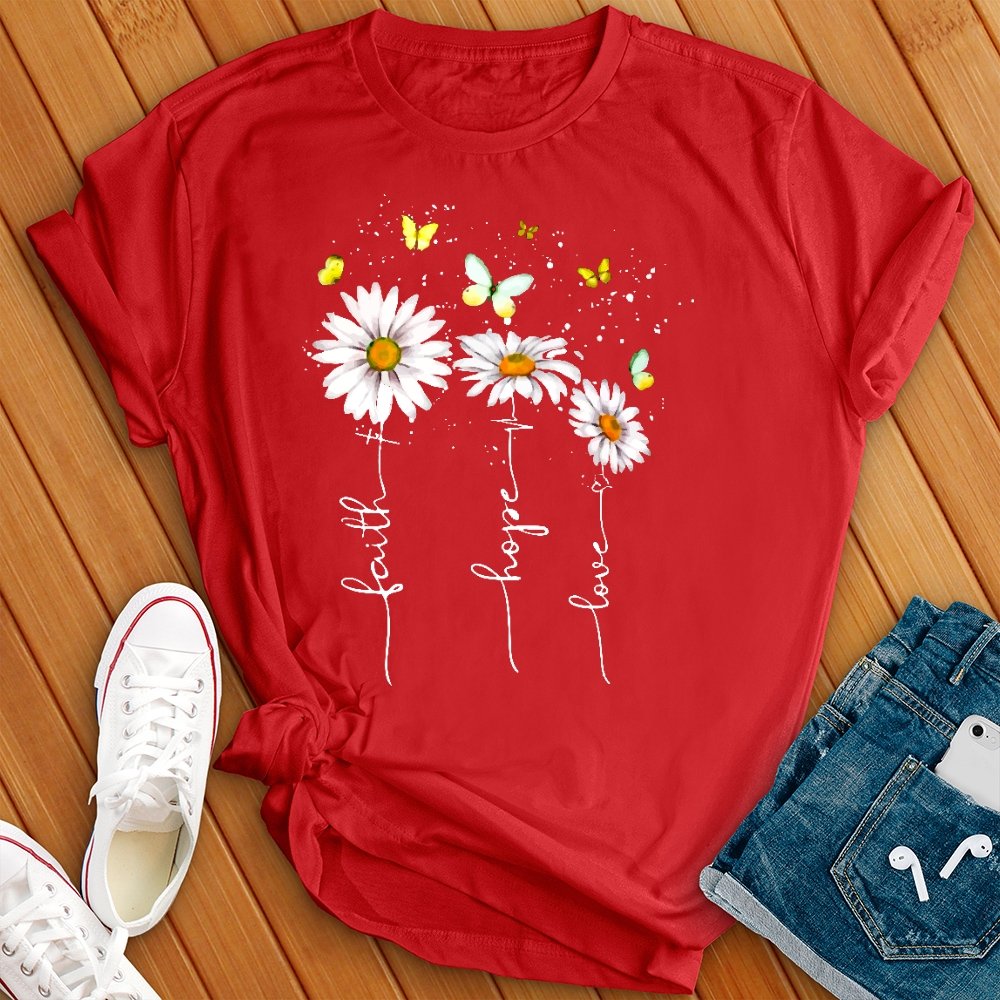 Faith Hope Love Flowers Tee - Love Tees