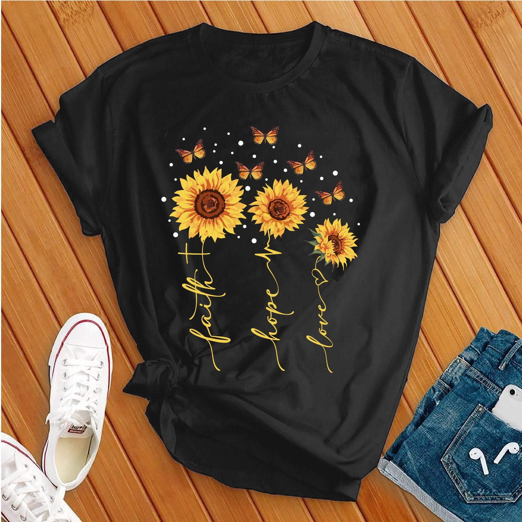 Faith Hope Love Sunflowers Tee - Love Tees