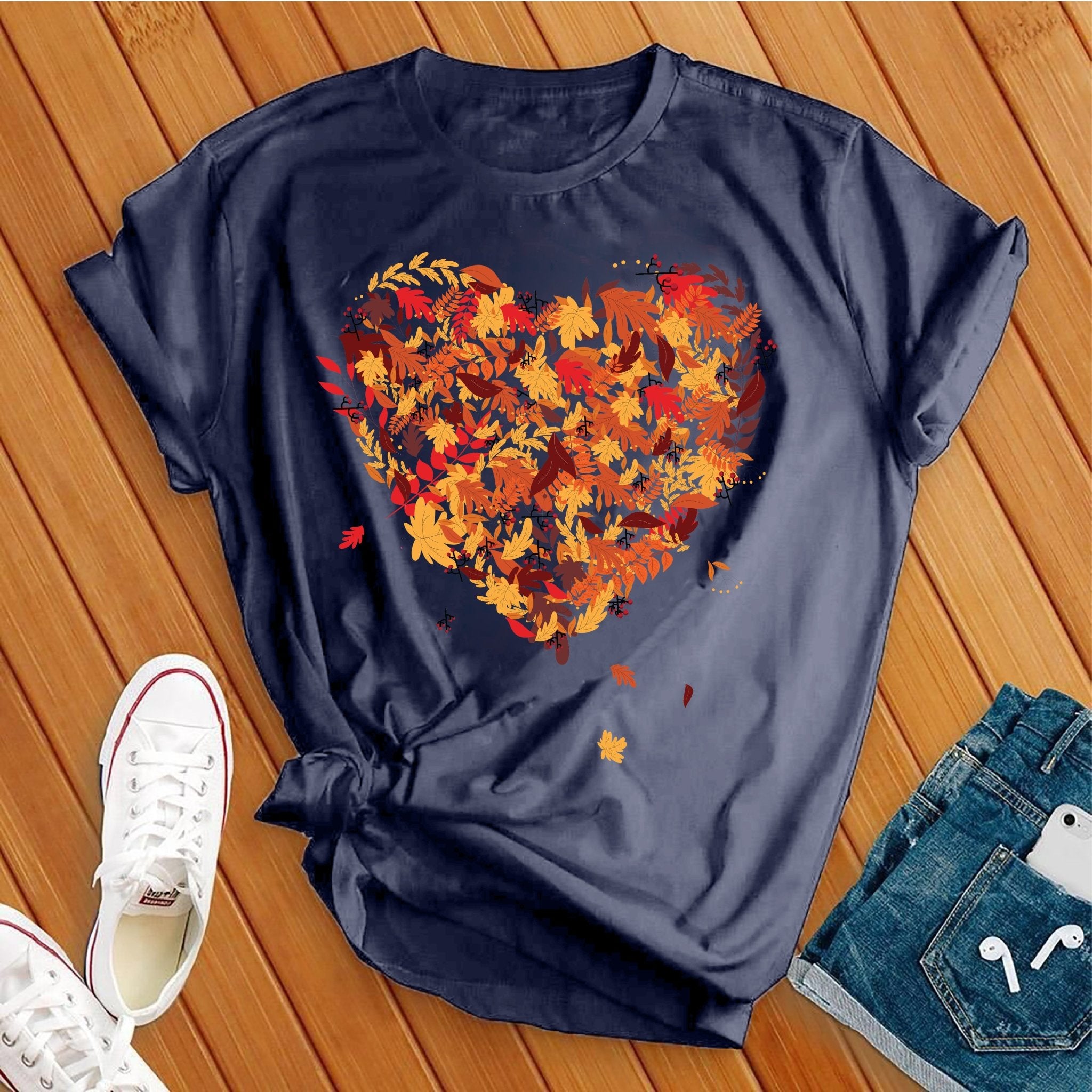 Fall Leaves Heart Tee - Love Tees