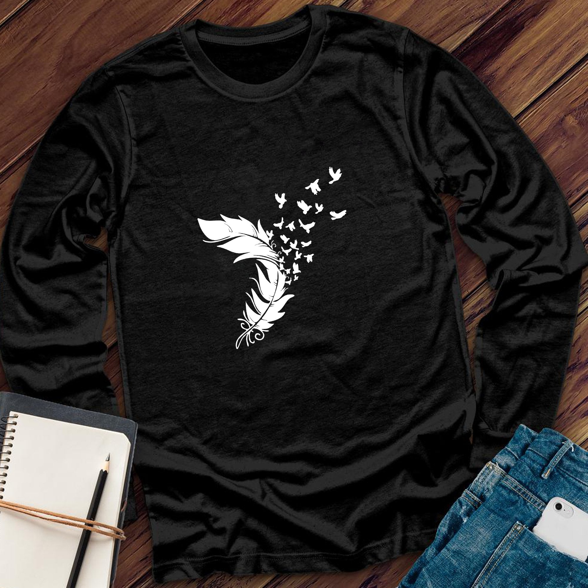 Feather In The Wind Long Sleeve - Love Tees