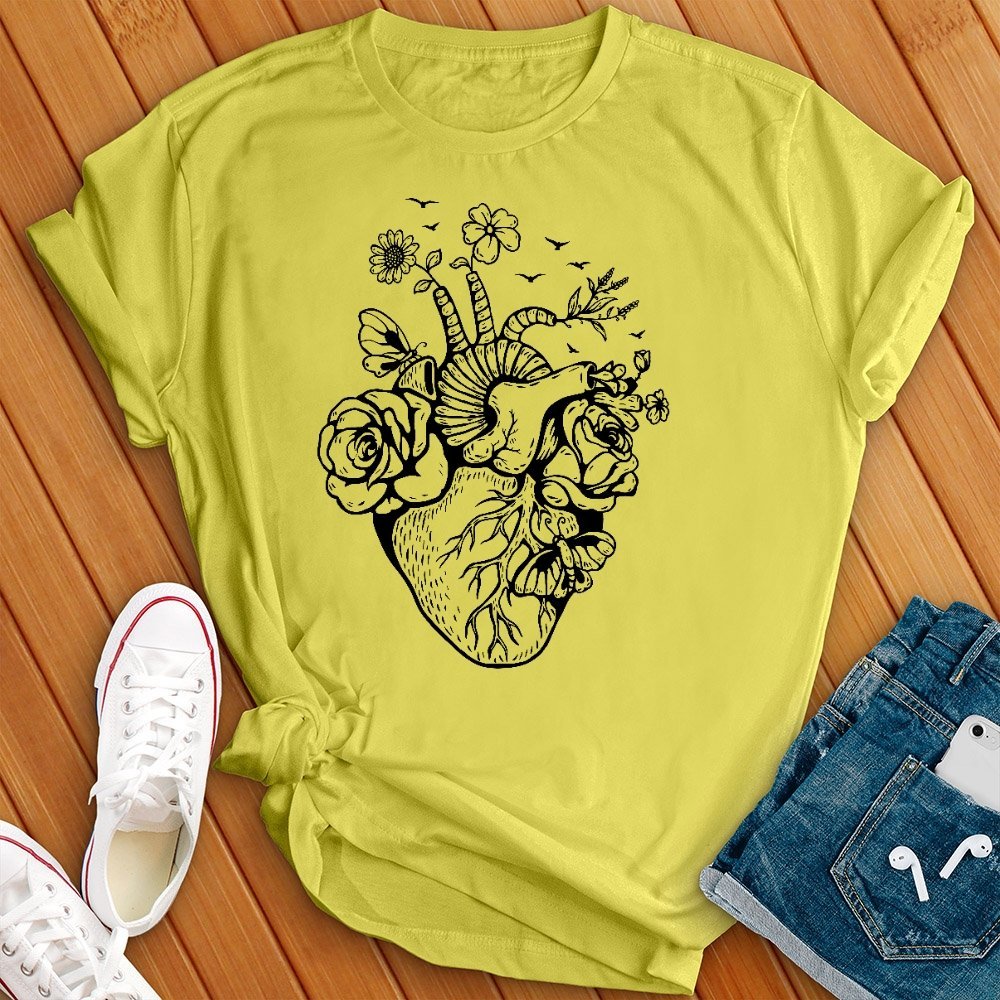 Floral Heart Design Tee - Love Tees