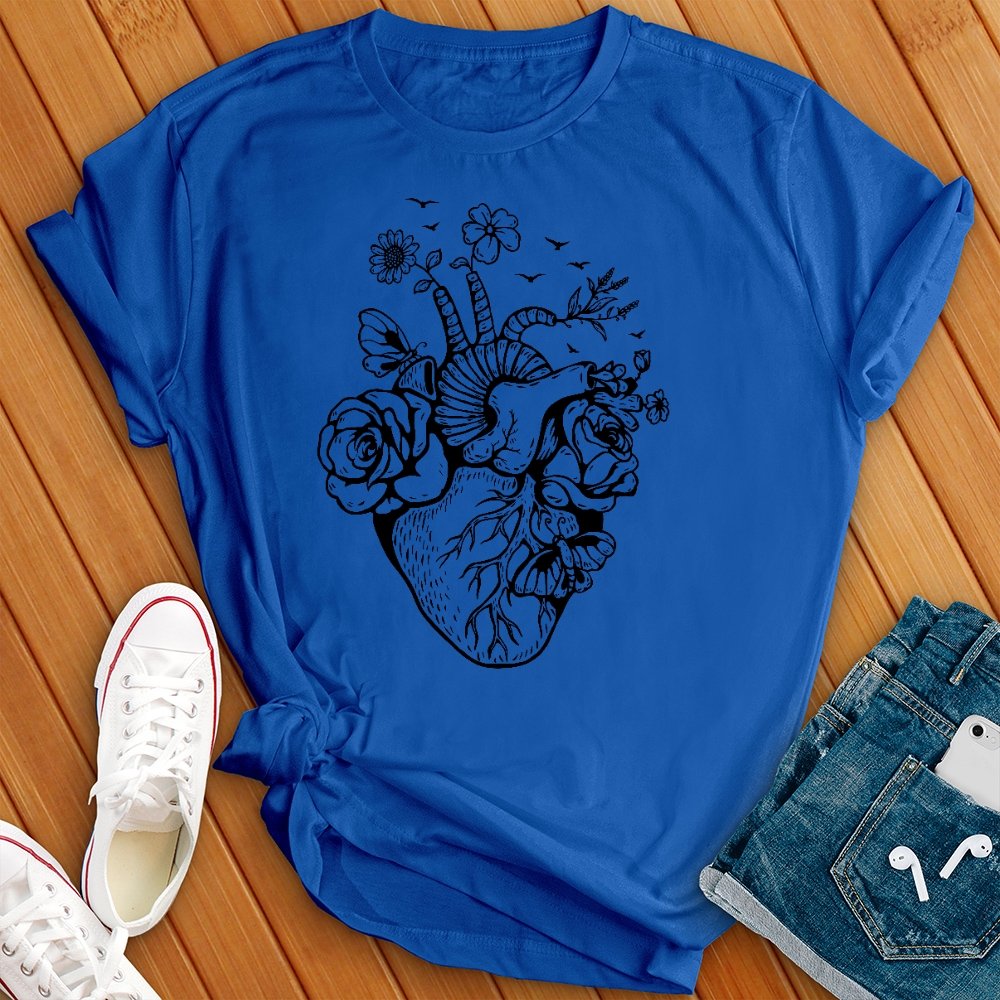 Floral Heart Design Tee - Love Tees