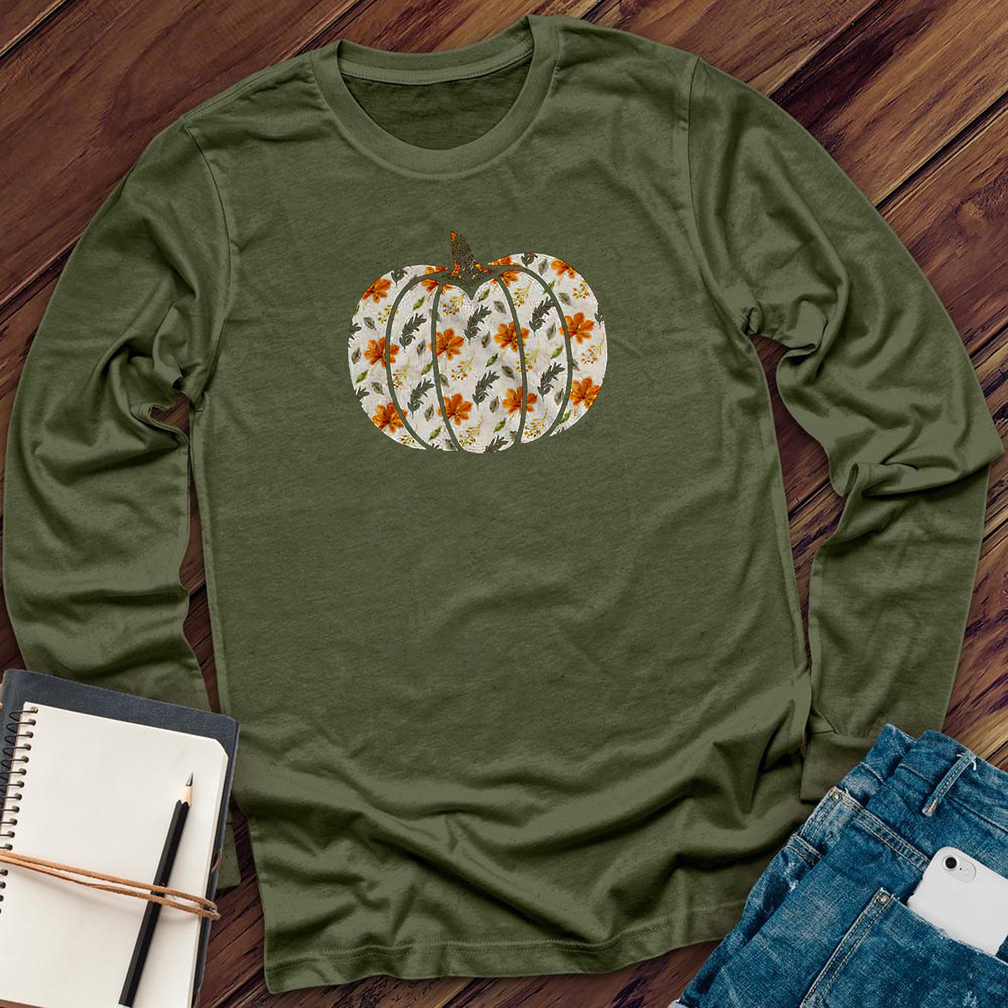 Floral Pumpkin Long Sleeve - Love Tees