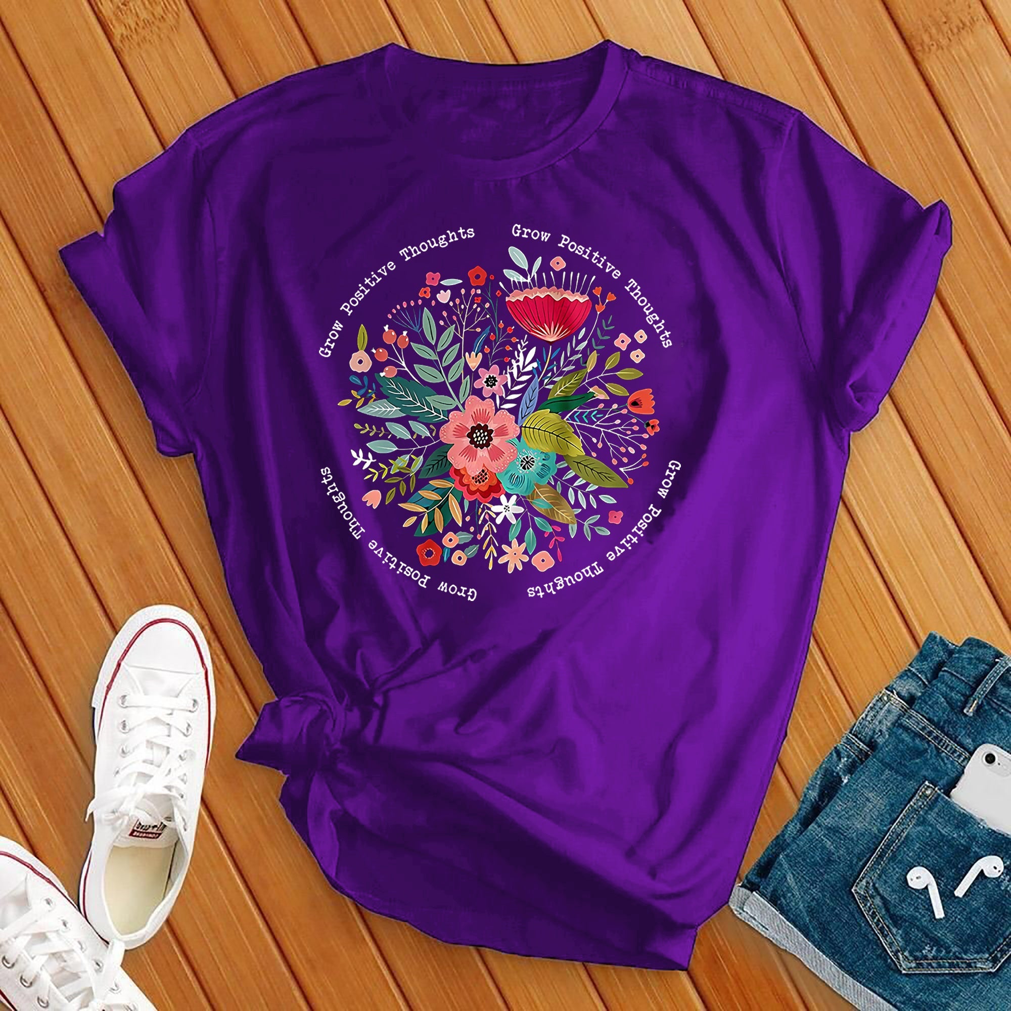 Grow Positive Thoughts Flower Circle Tee - Love Tees