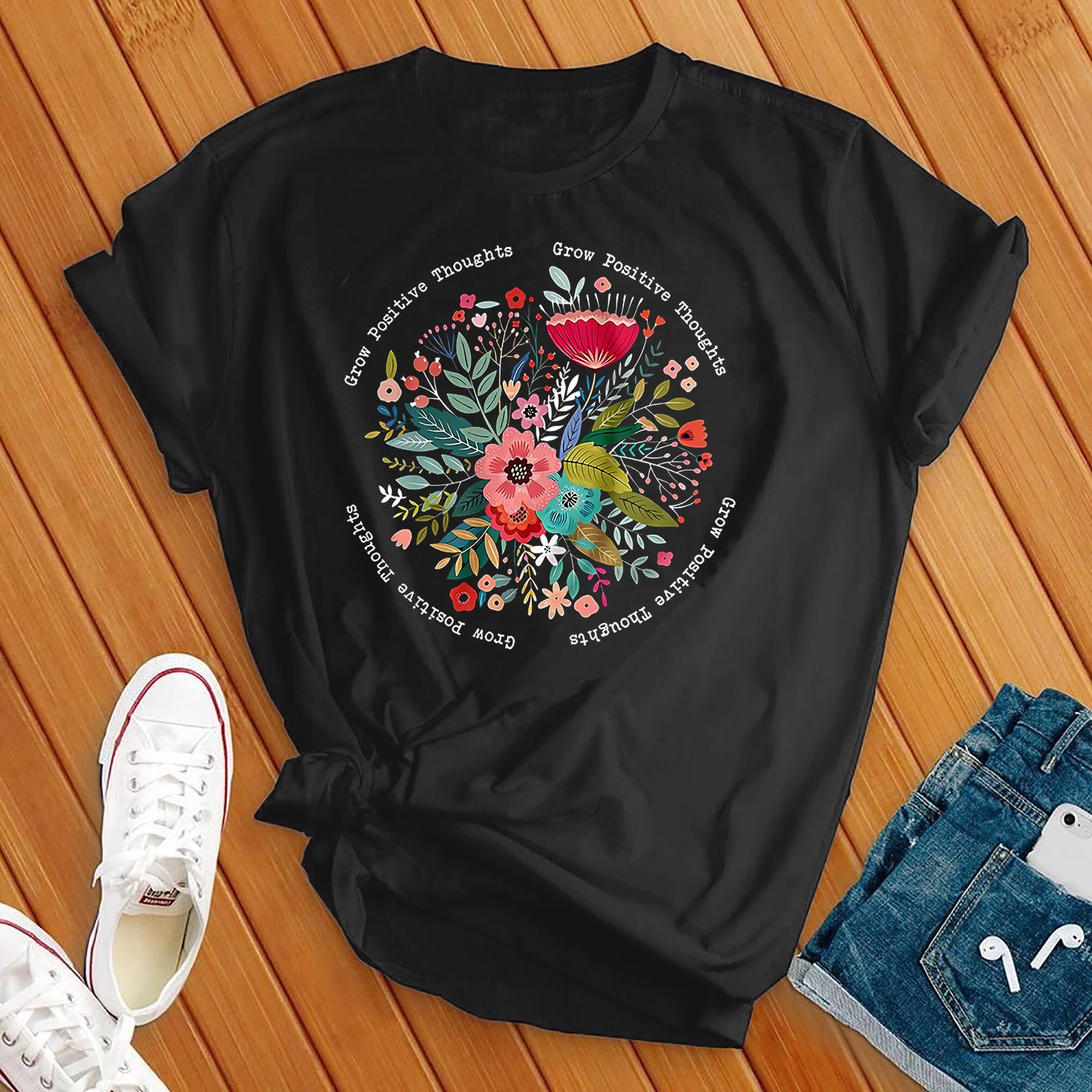 Grow Positive Thoughts Flower Circle Tee - Love Tees