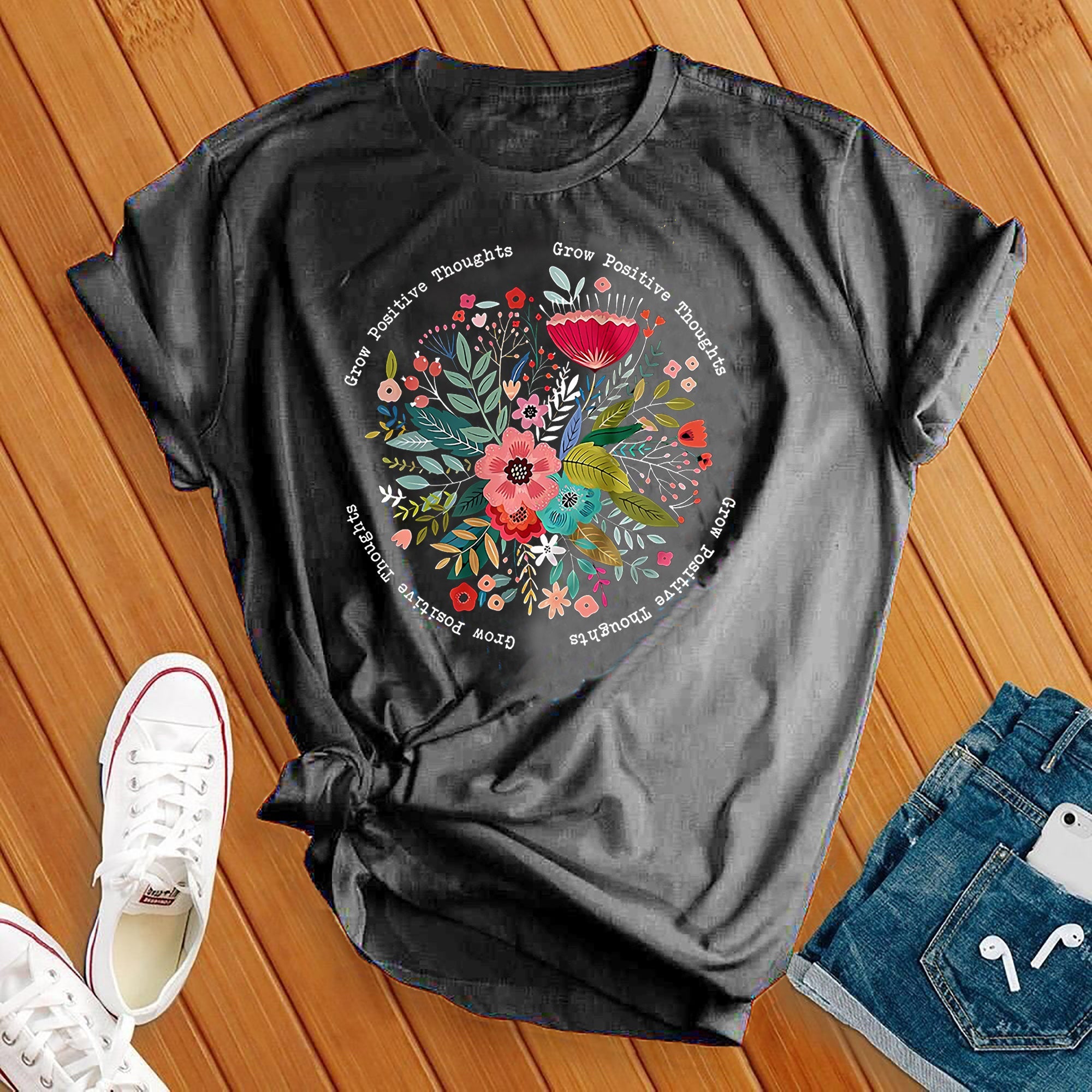 Grow Positive Thoughts Flower Circle Tee - Love Tees