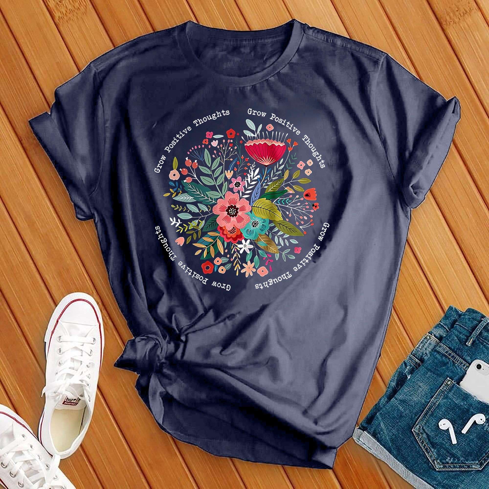 Grow Positive Thoughts Flower Circle Tee - Love Tees