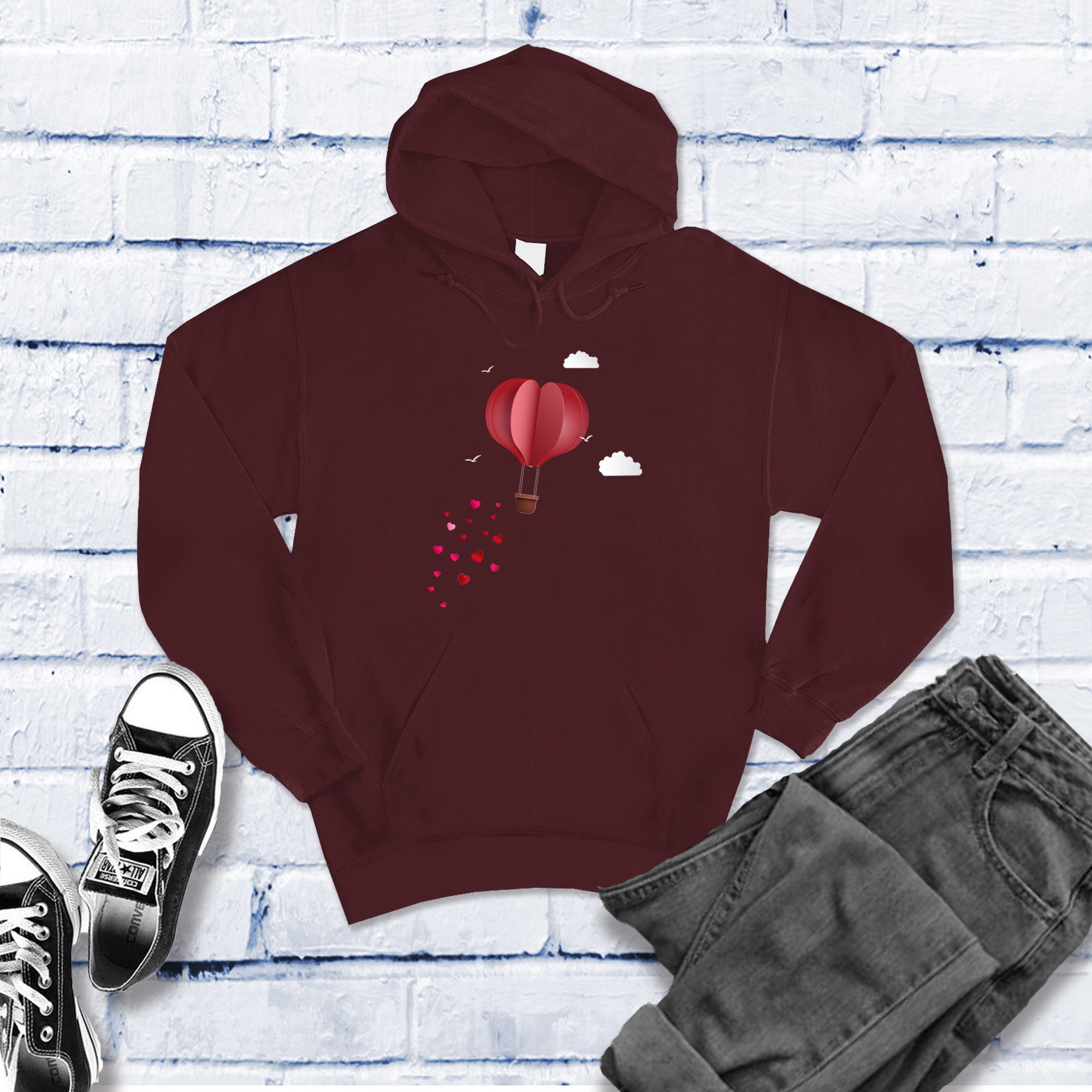 Heart Air Balloon Hoodie - Love Tees