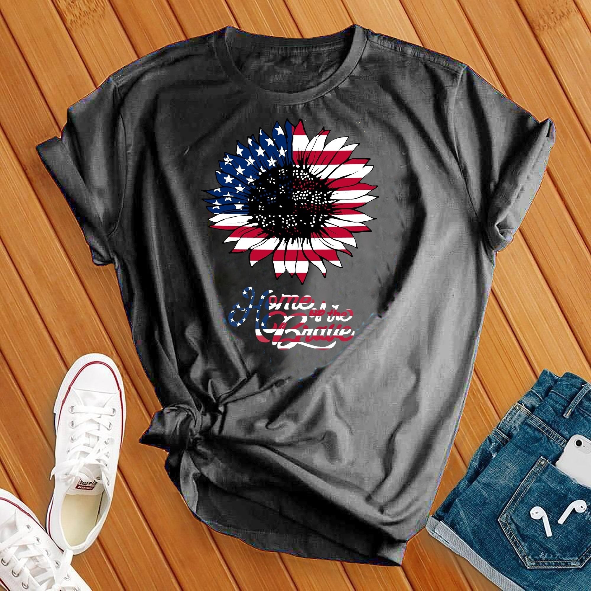 Home Of The Brave Flower 4th Of July Tee - Love Tees