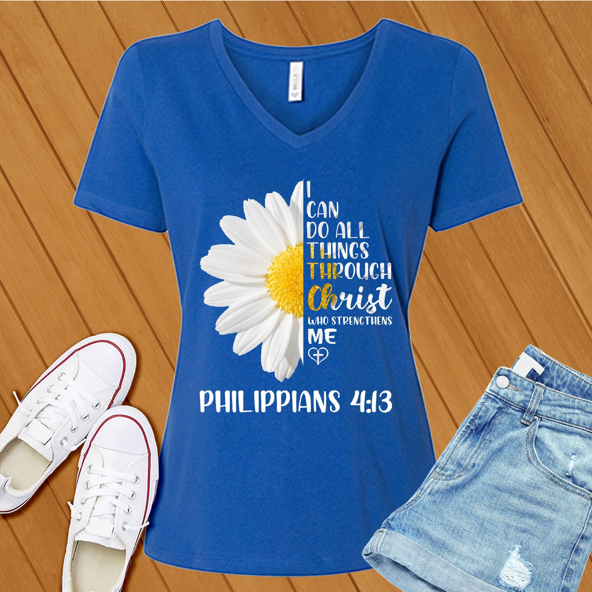 I Can Do All Things Flowers V-Neck - Love Tees