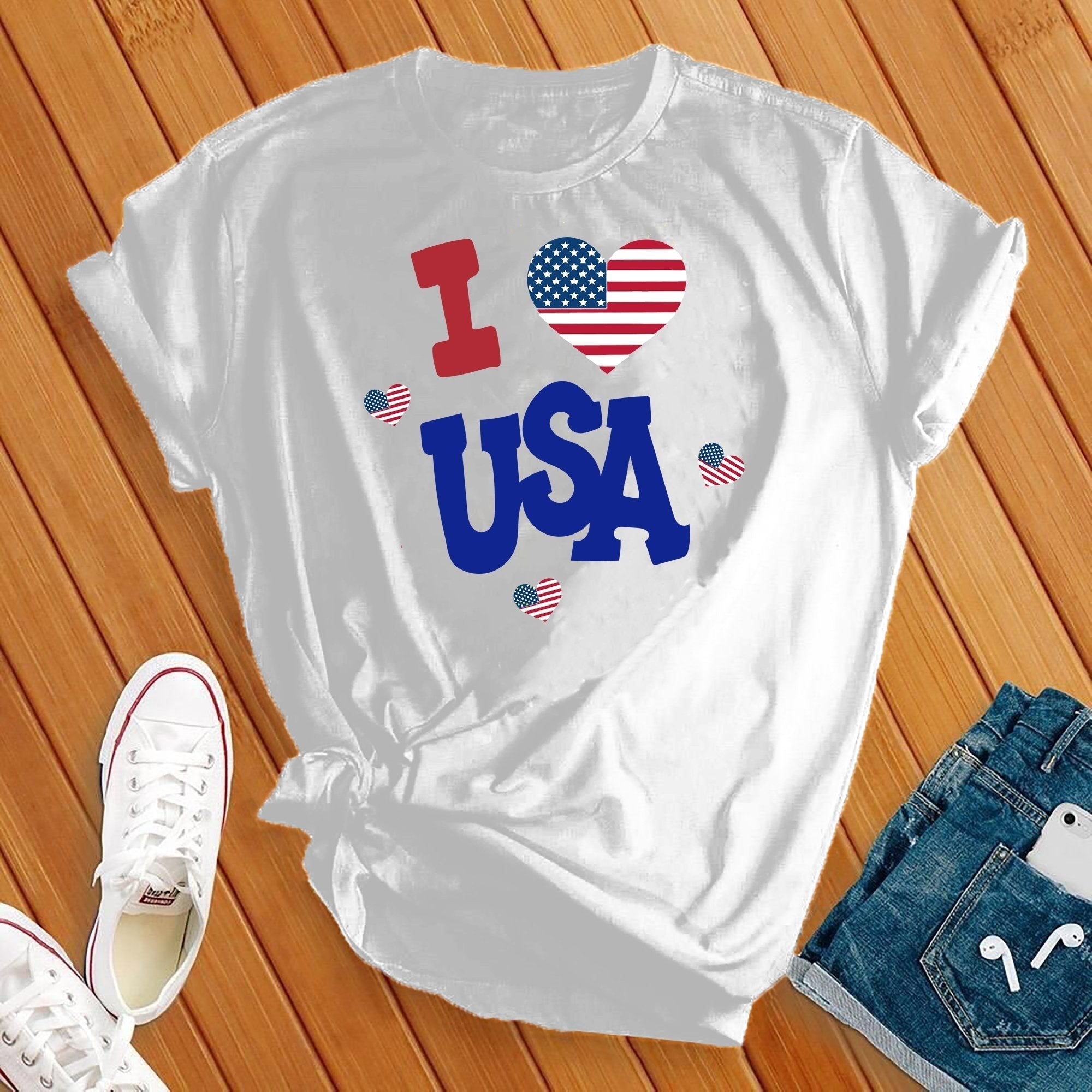 I Love USA Hearts Tee - Love Tees