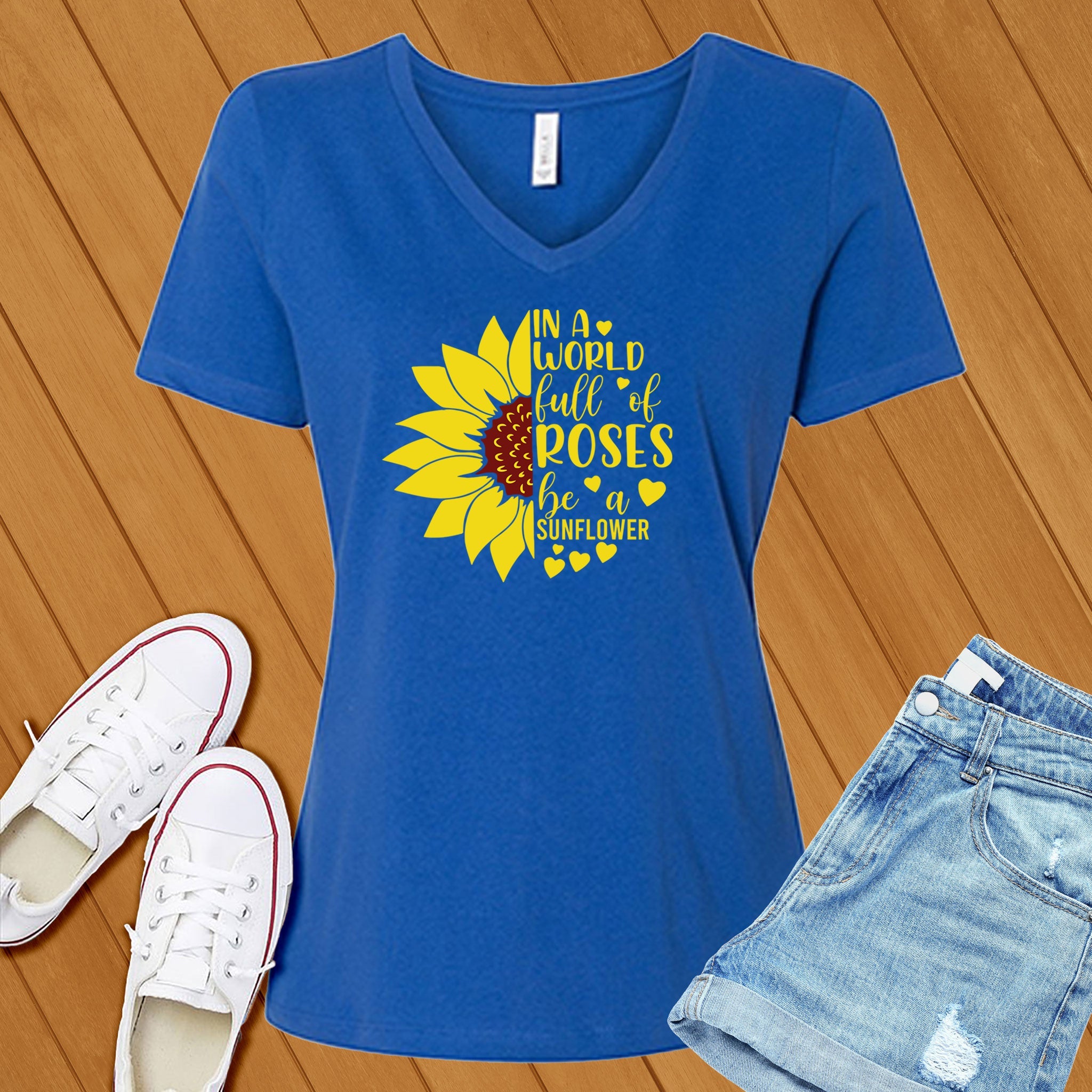 In A World Full of Roses Heart V-Neck - Love Tees