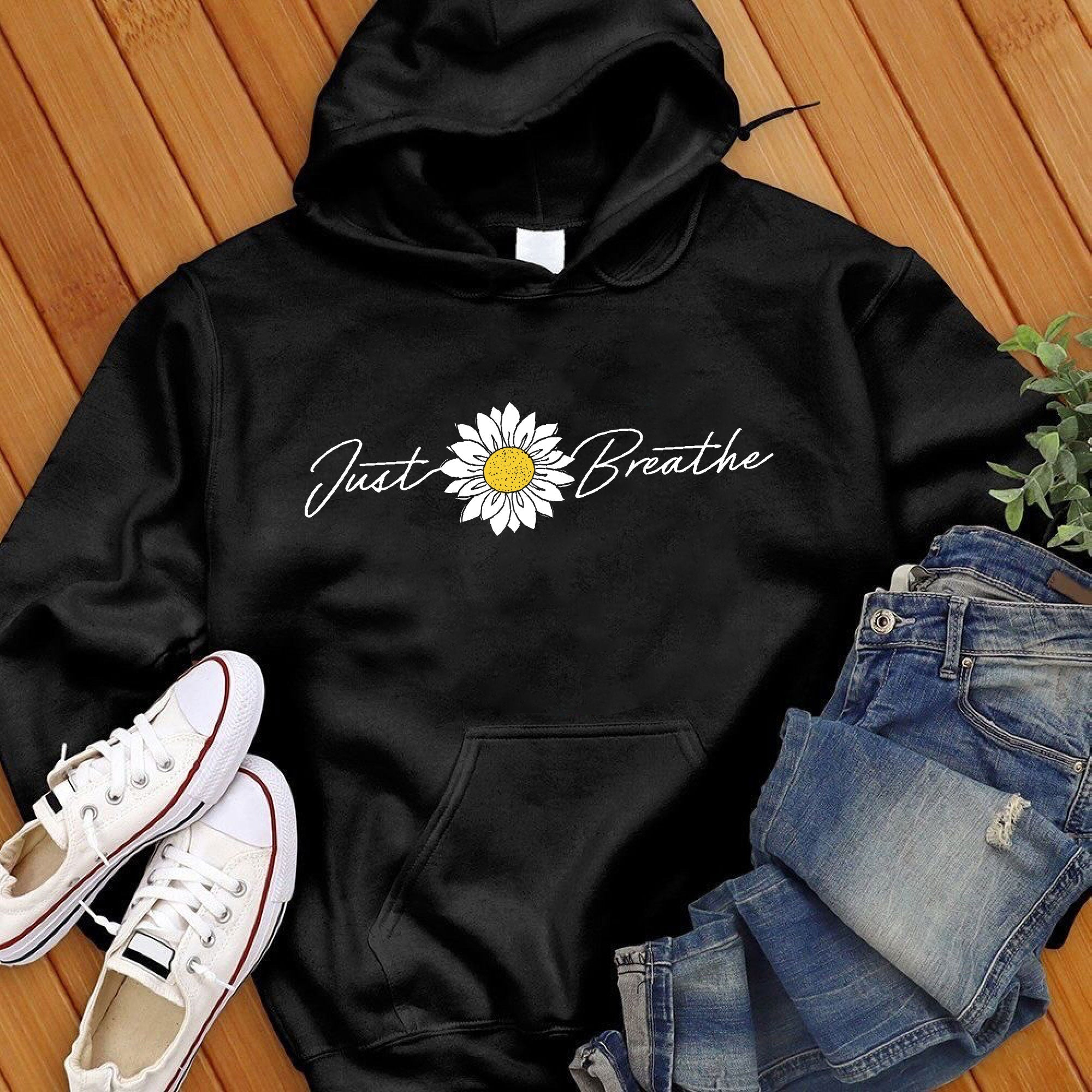 Just Breathe Flower Hoodie - Love Tees