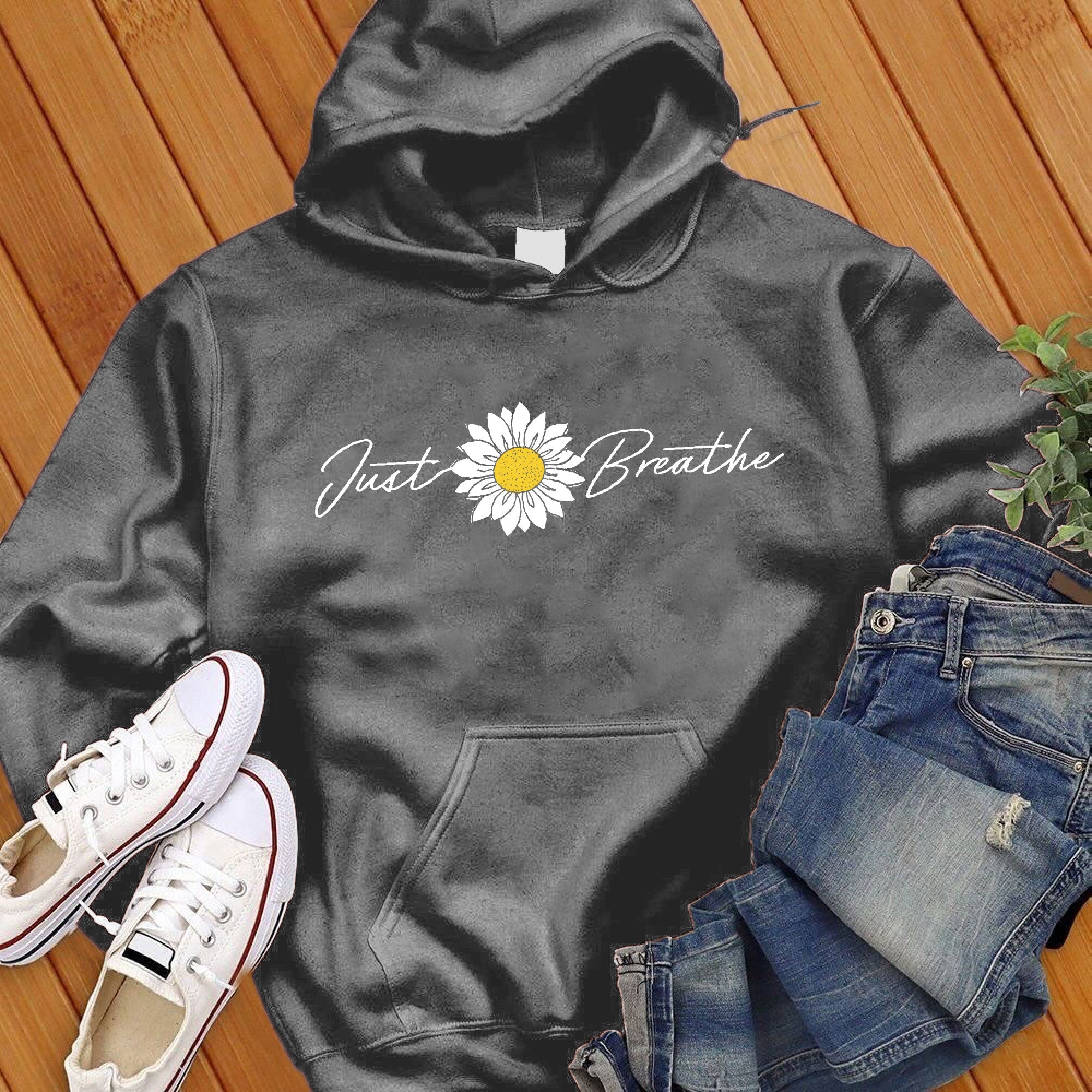 Just Breathe Flower Hoodie - Love Tees