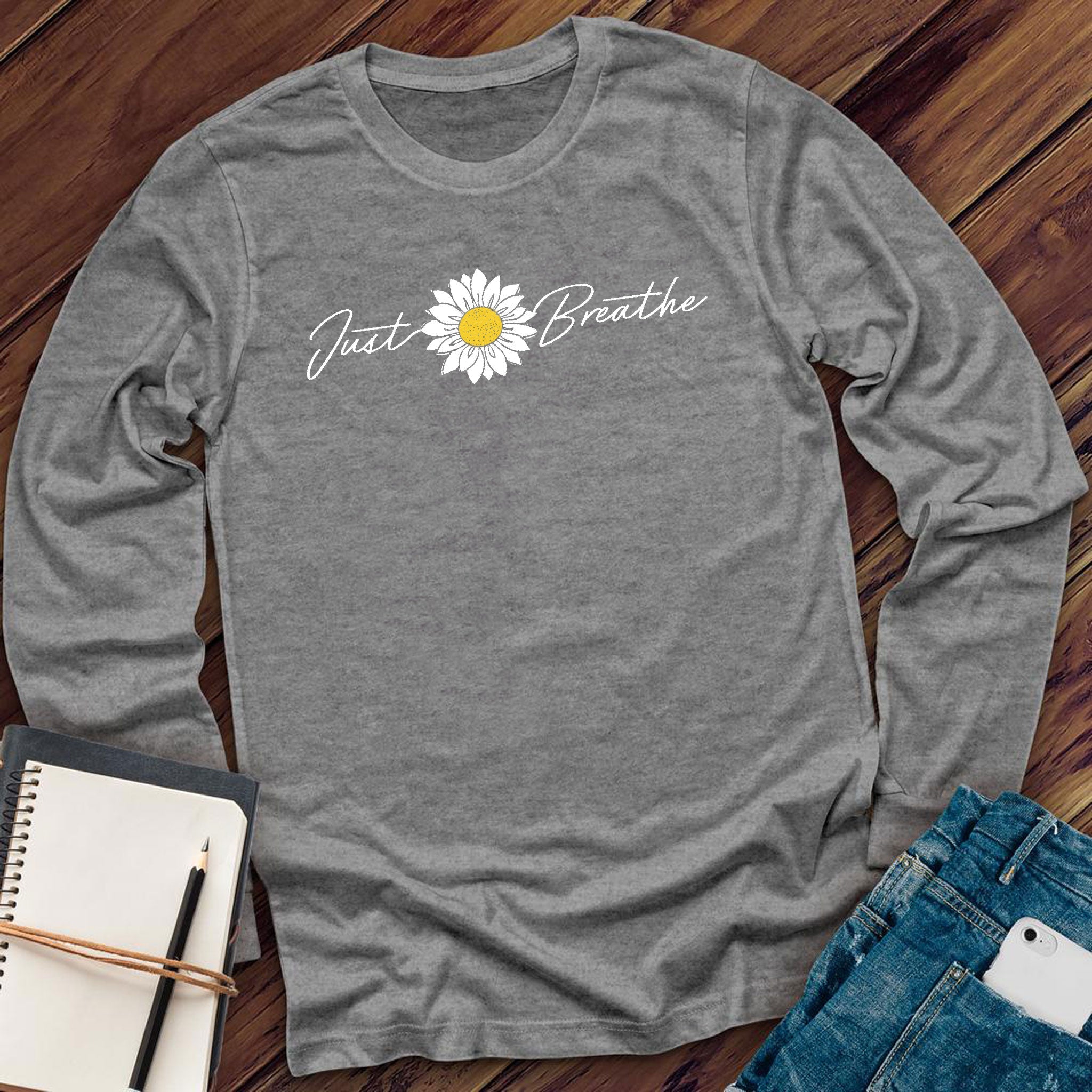 Just Breathe Flower Long Sleeve - Love Tees