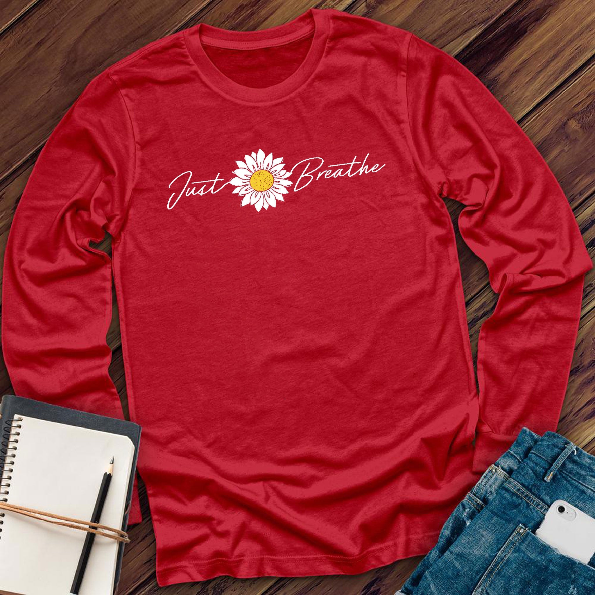 Just Breathe Flower Long Sleeve - Love Tees