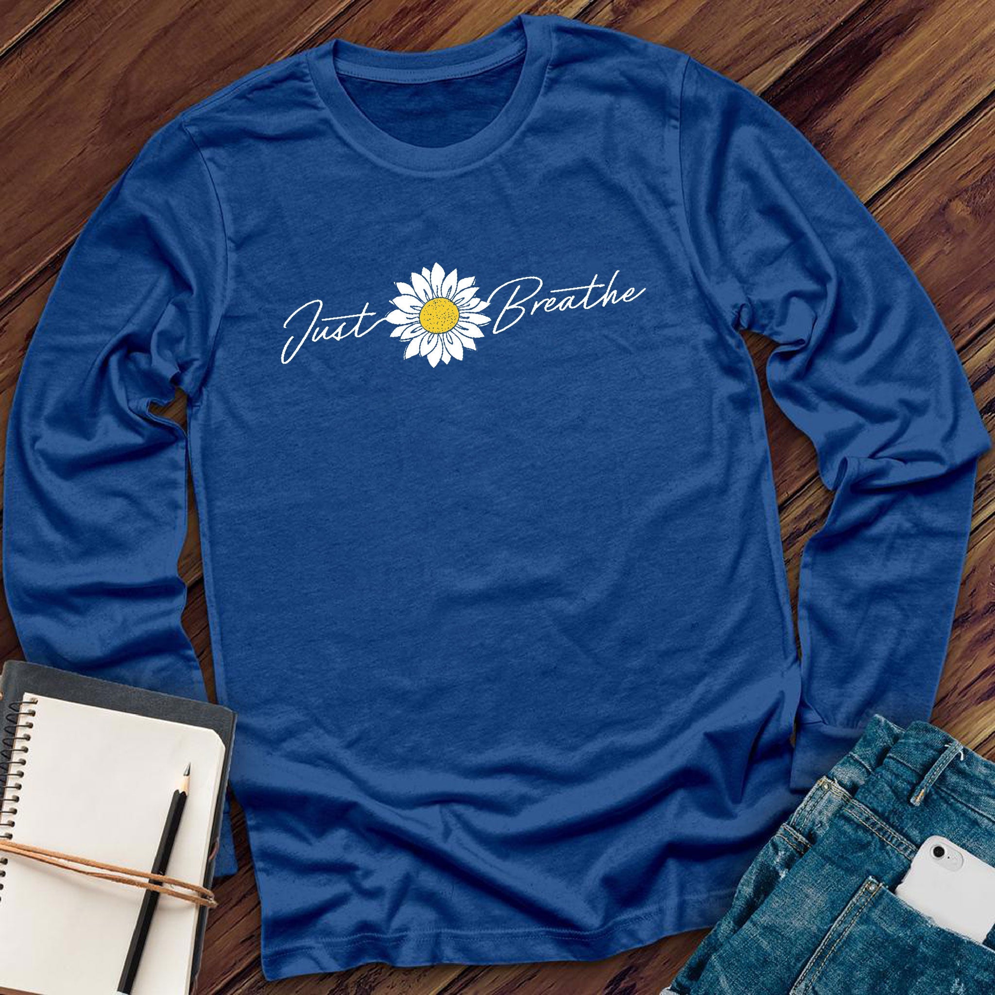 Just Breathe Flower Long Sleeve - Love Tees